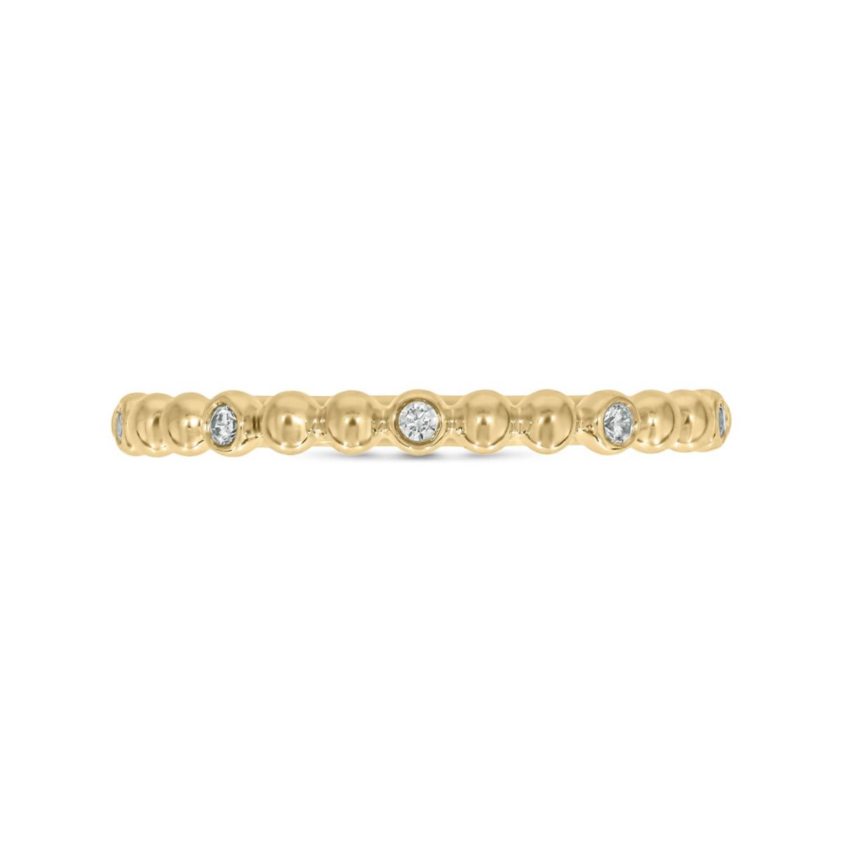 Diamond Accent Beads,Stack Band Anniversary Band in 14K Yellow Gold
