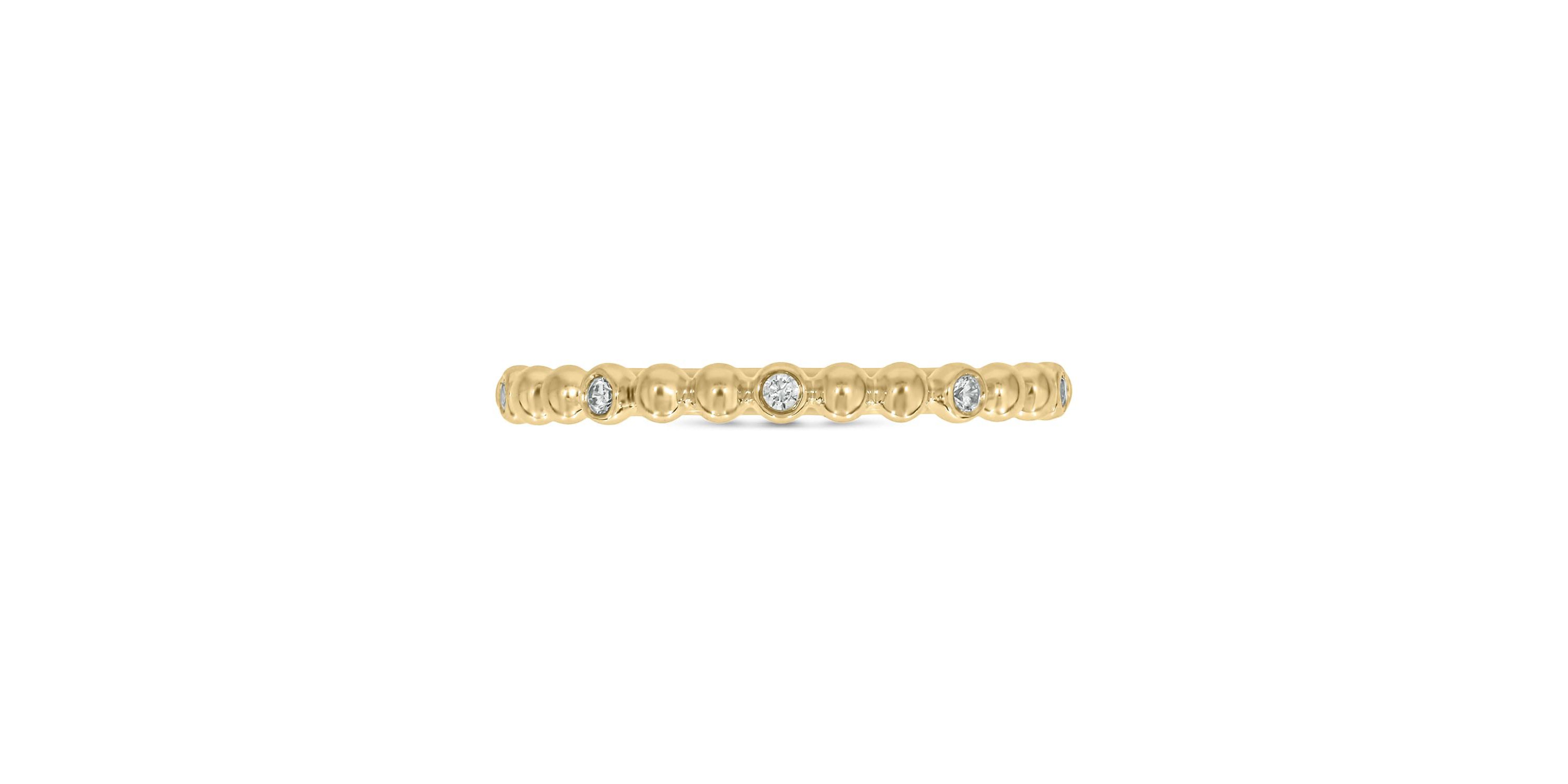 Diamond Accent Beads,Stack Band Anniversary Band in 14K Yellow Gold