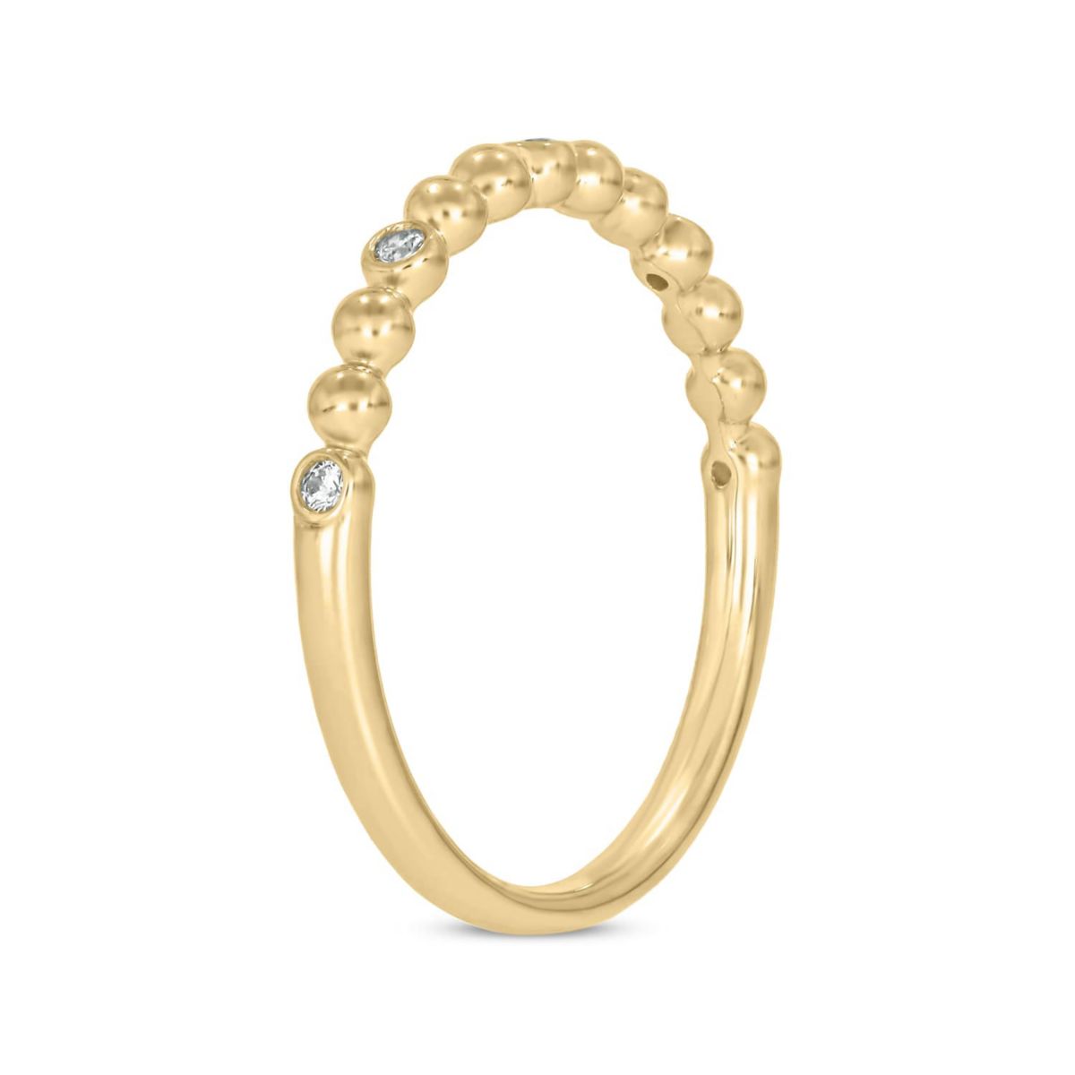 Diamond Accent Beads,Stack Band Anniversary Band in 14K Yellow Gold