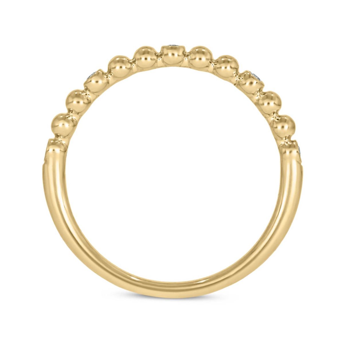 Diamond Accent Beads,Stack Band Anniversary Band in 14K Yellow Gold