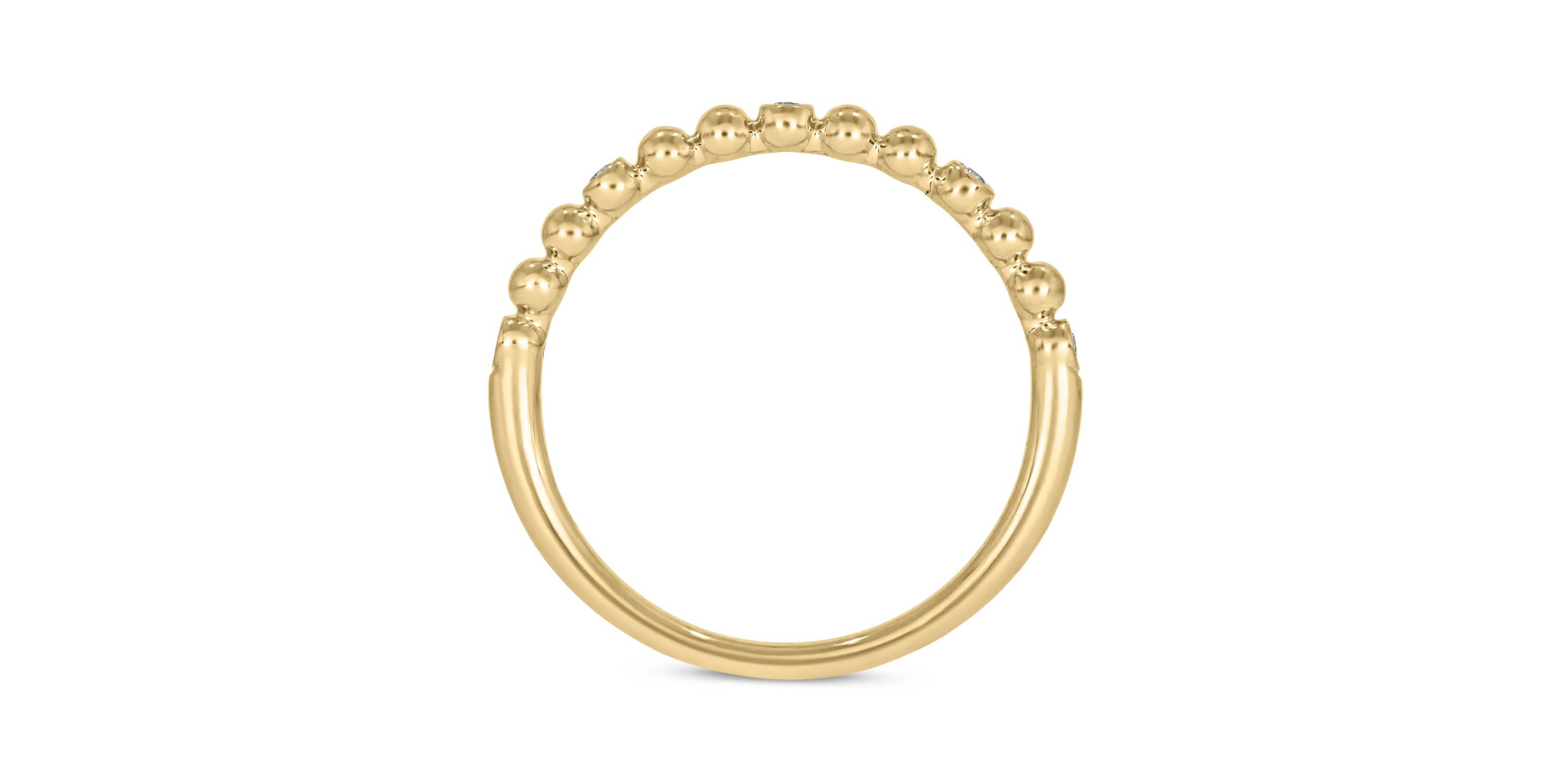 Diamond Accent Beads,Stack Band Anniversary Band in 14K Yellow Gold