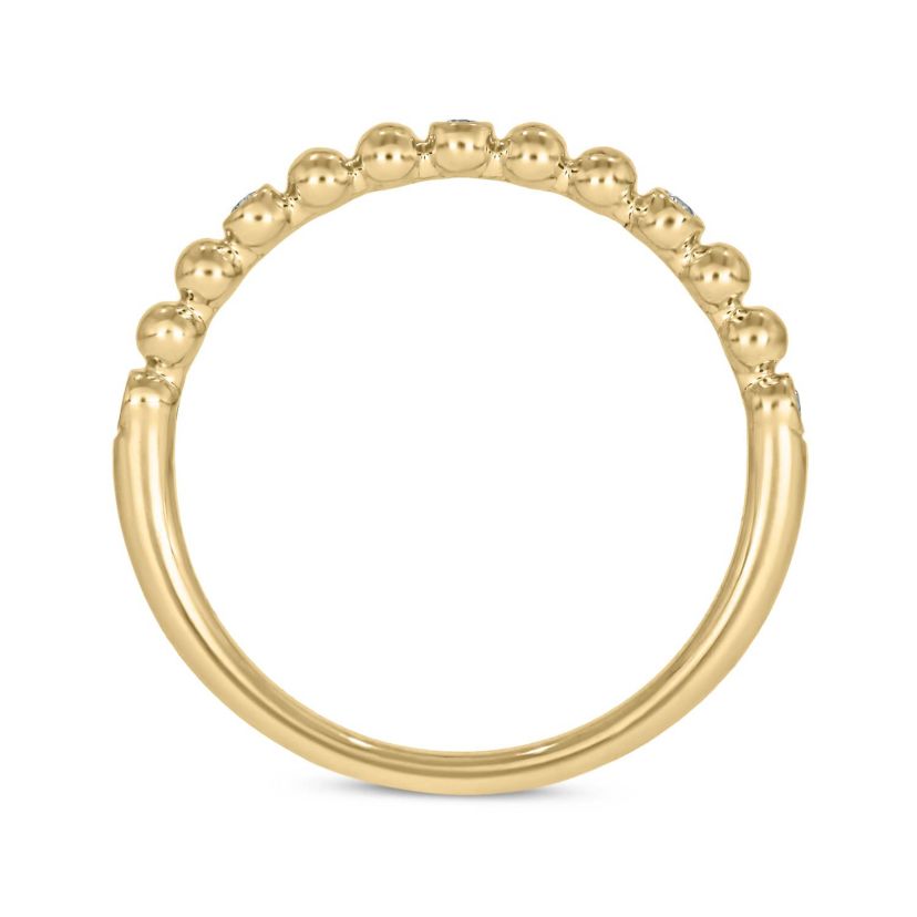 Diamond Accent Beads,Stack Band Anniversary Band in 14K Yellow Gold