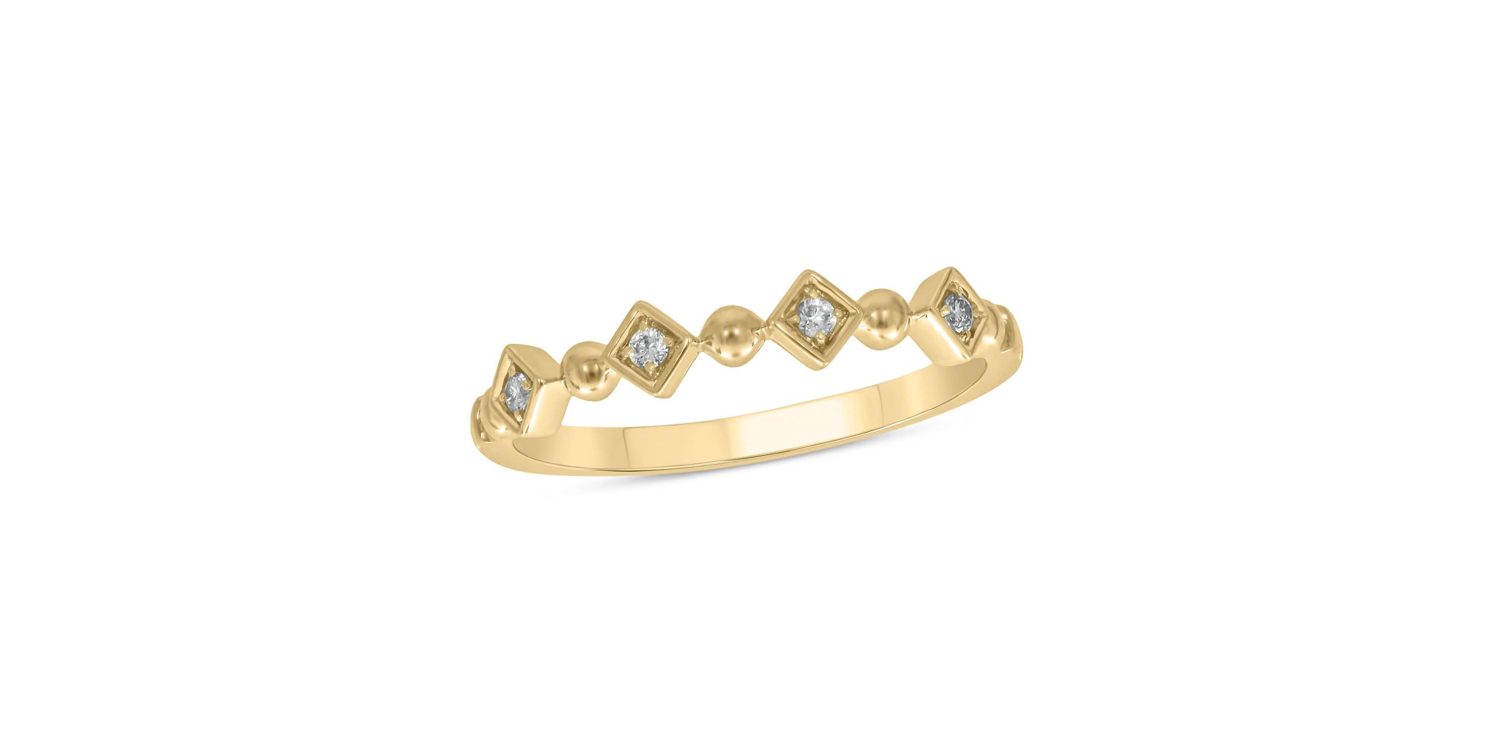 Diamond Accent Beads Stack Band Anniversary Band in 14K White Gold