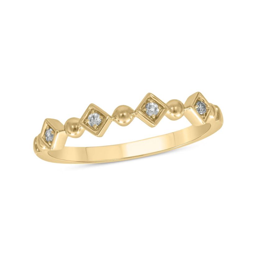 Diamond Accent Beads Stack Band Anniversary Band in 14K White Gold