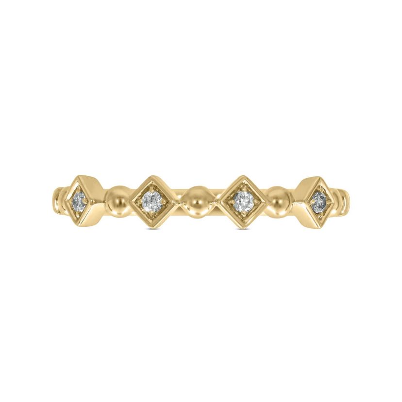 Diamond Accent Beads Stack Band Anniversary Band in 14K White Gold
