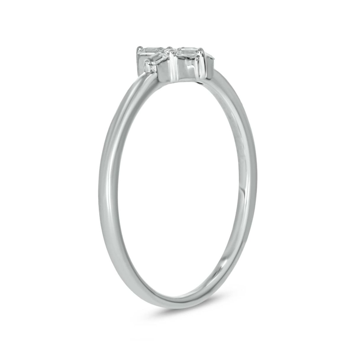 1/10 carat,Diamond Cross,Round & Baguette Ring in 14K White Gold