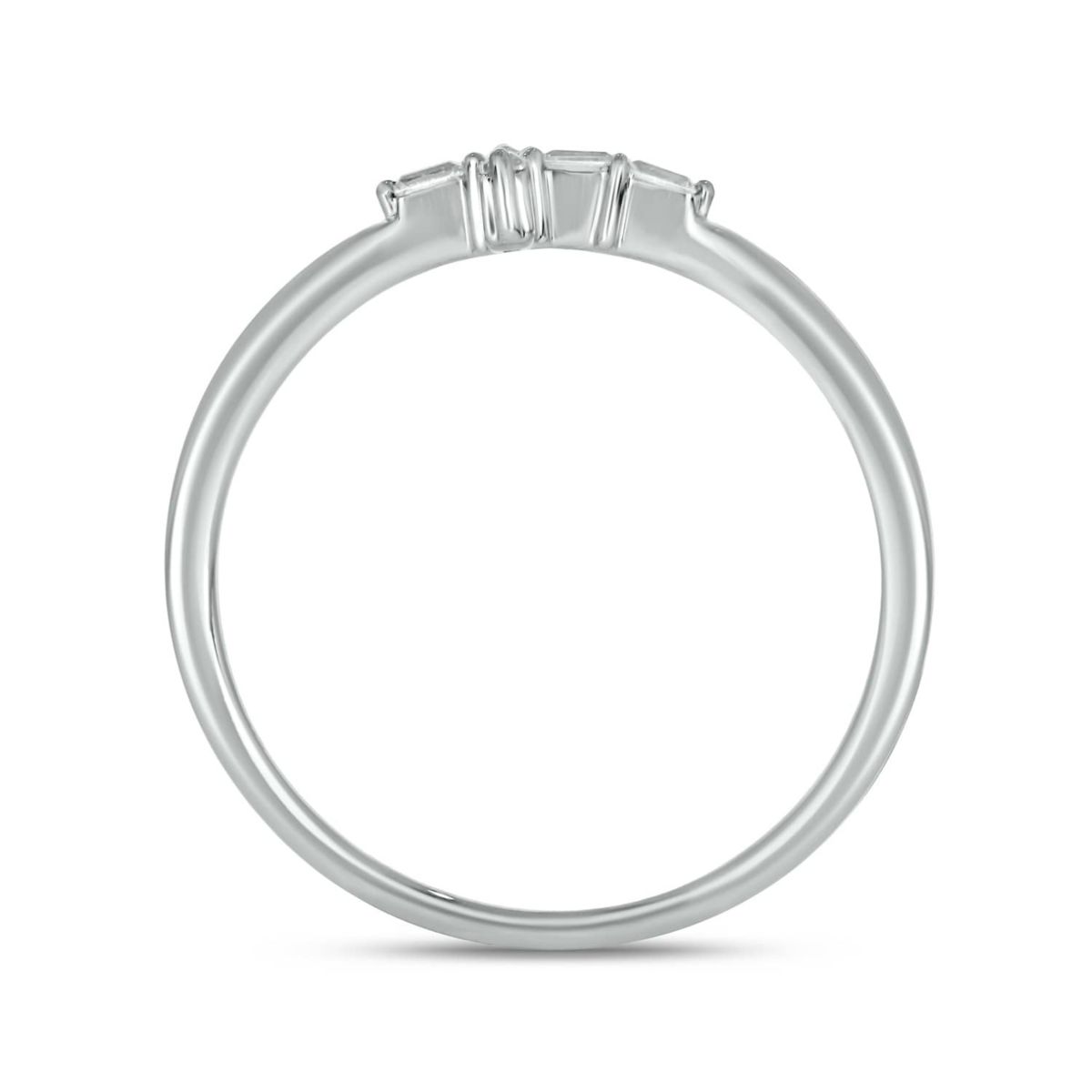 1/10 carat,Diamond Cross,Round & Baguette Ring in 14K White Gold