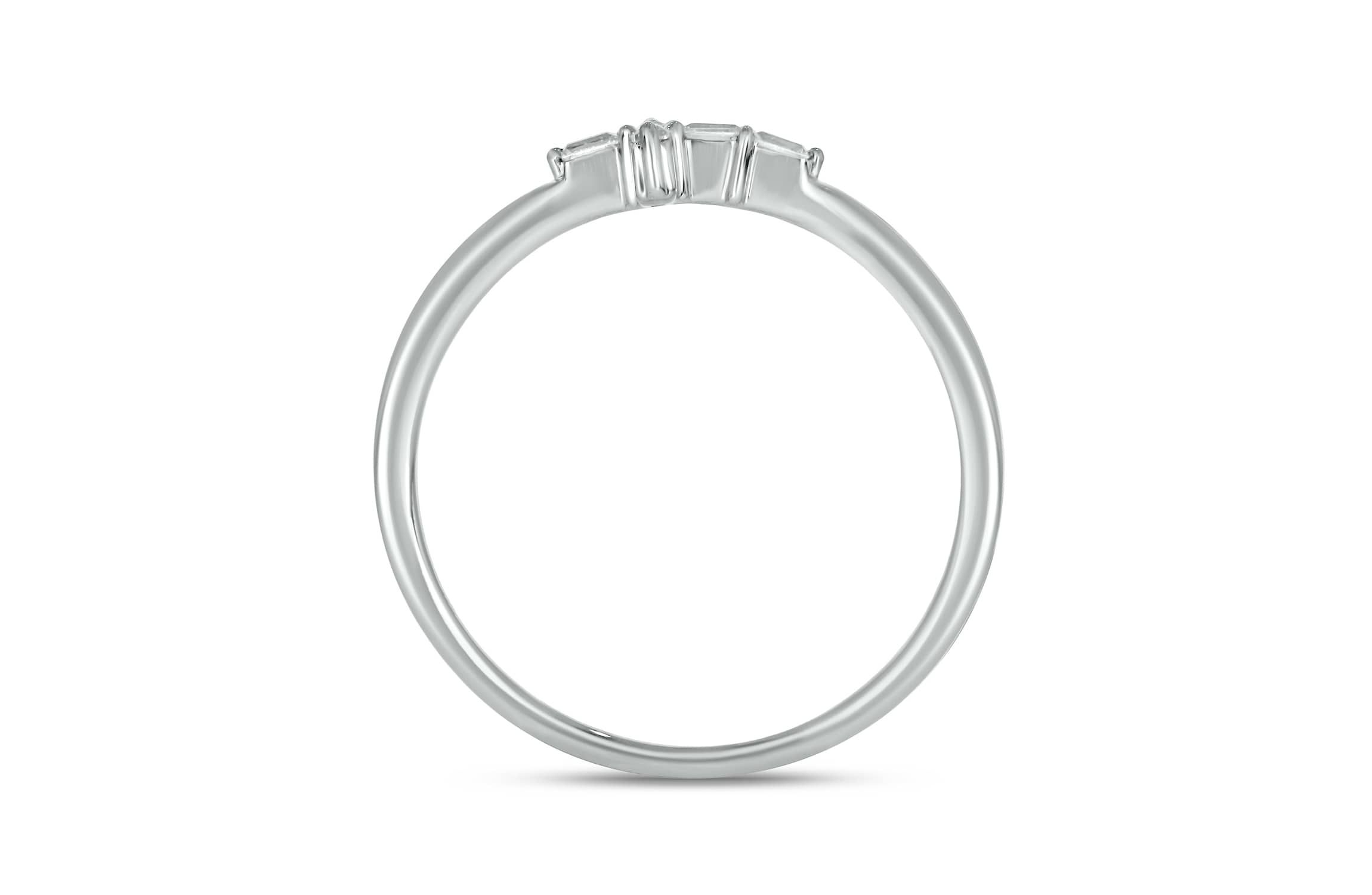 1/10 carat,Diamond Cross,Round & Baguette Ring in 14K White Gold