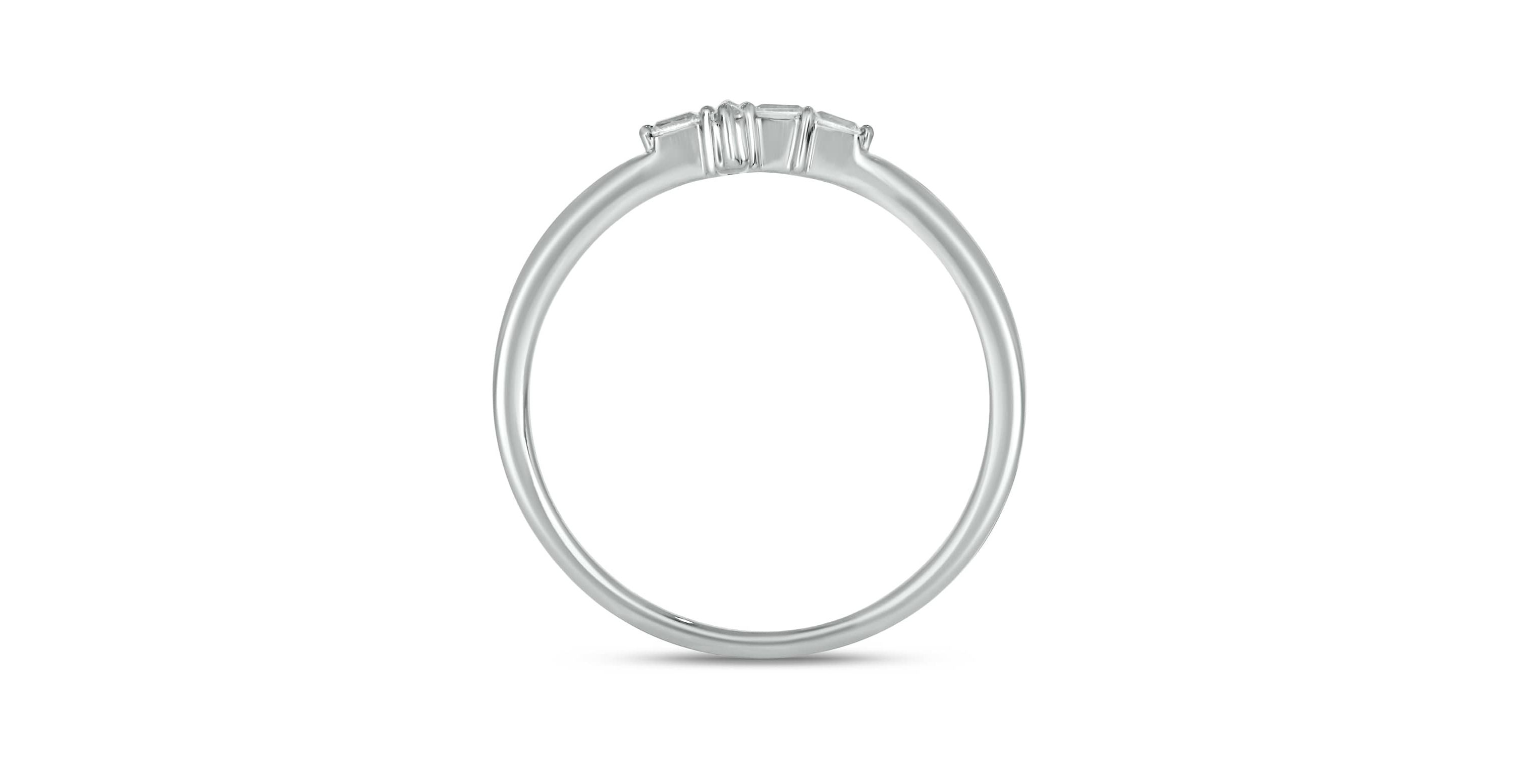 1/10 carat,Diamond Cross,Round & Baguette Ring in 14K White Gold