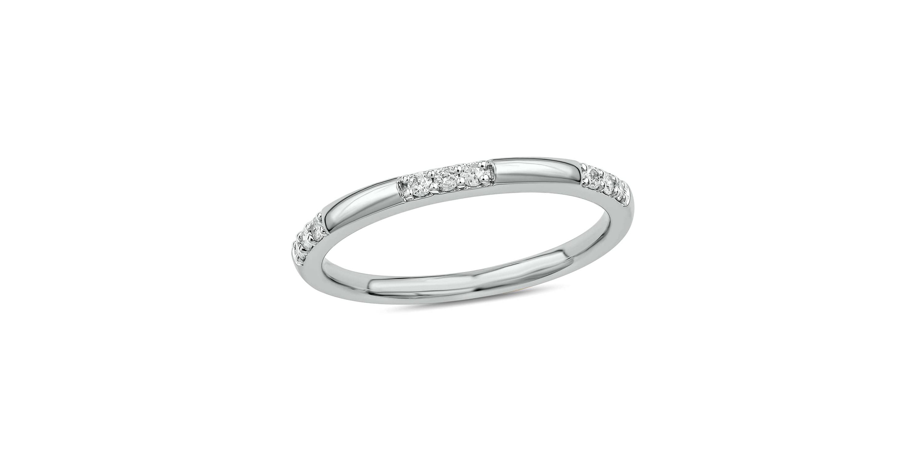 1/10 carat, Diamond Stack Band Ring in 14K White Gold