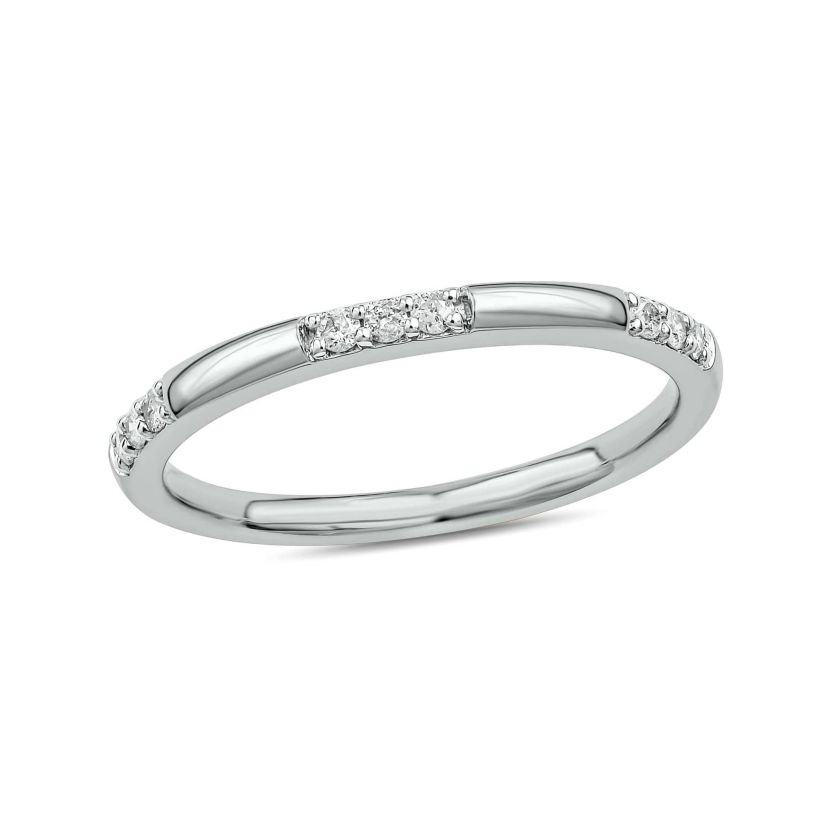1/10 carat, Diamond Stack Band Ring in 14K White Gold
