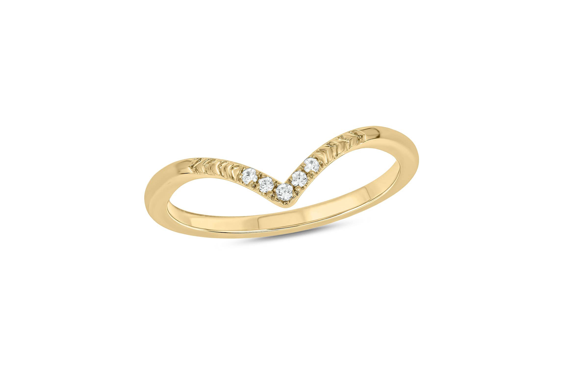 Diamond Accent Contour Anniversary Ring in 14K Yellow Gold
