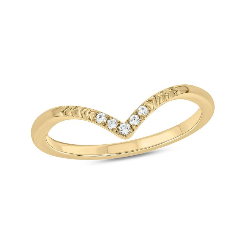 Diamond Accent Contour Anniversary Ring in 14K Yellow Gold