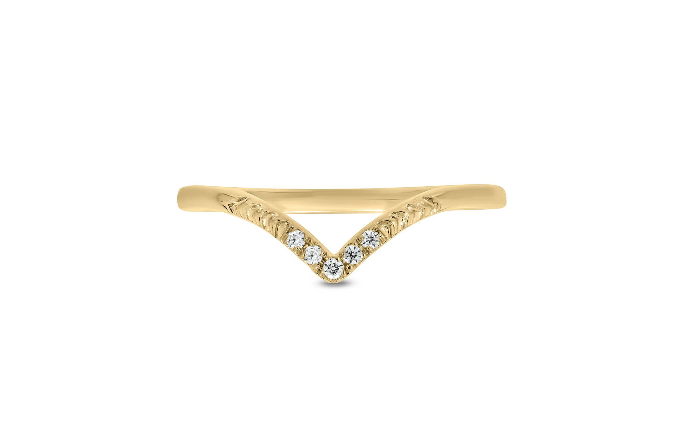 Diamond Accent Contour Anniversary Ring in 14K Yellow Gold