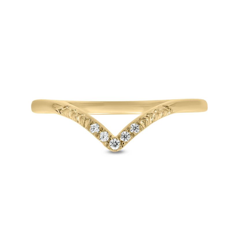 Diamond Accent Contour Anniversary Ring in 14K Yellow Gold