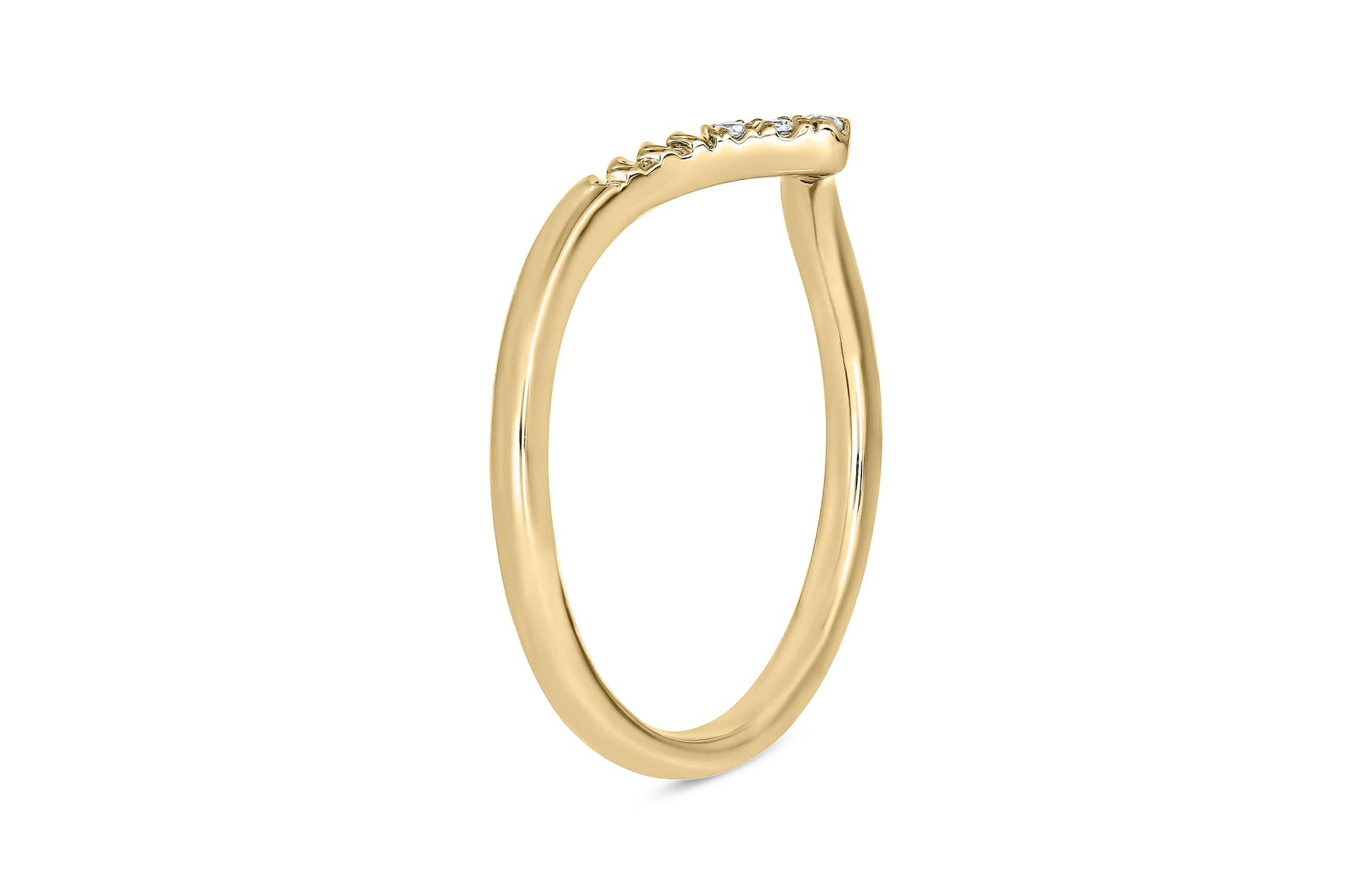 Diamond Accent Contour Anniversary Ring in 14K Yellow Gold