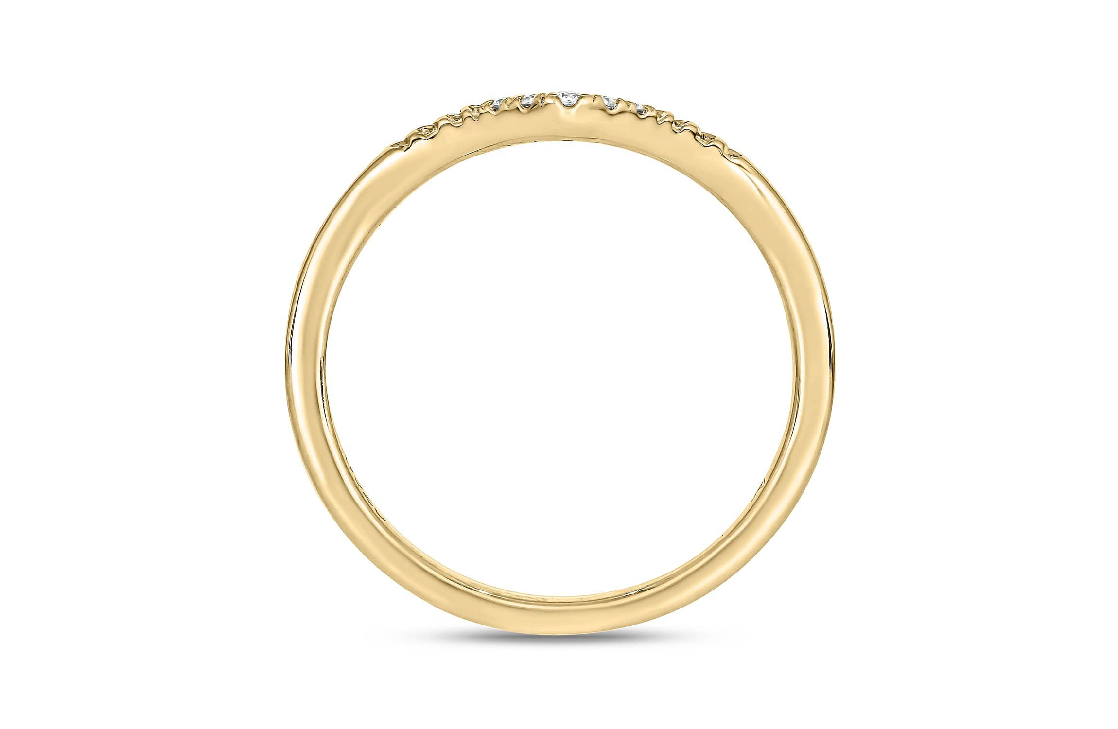 Diamond Accent Contour Anniversary Ring in 14K Yellow Gold