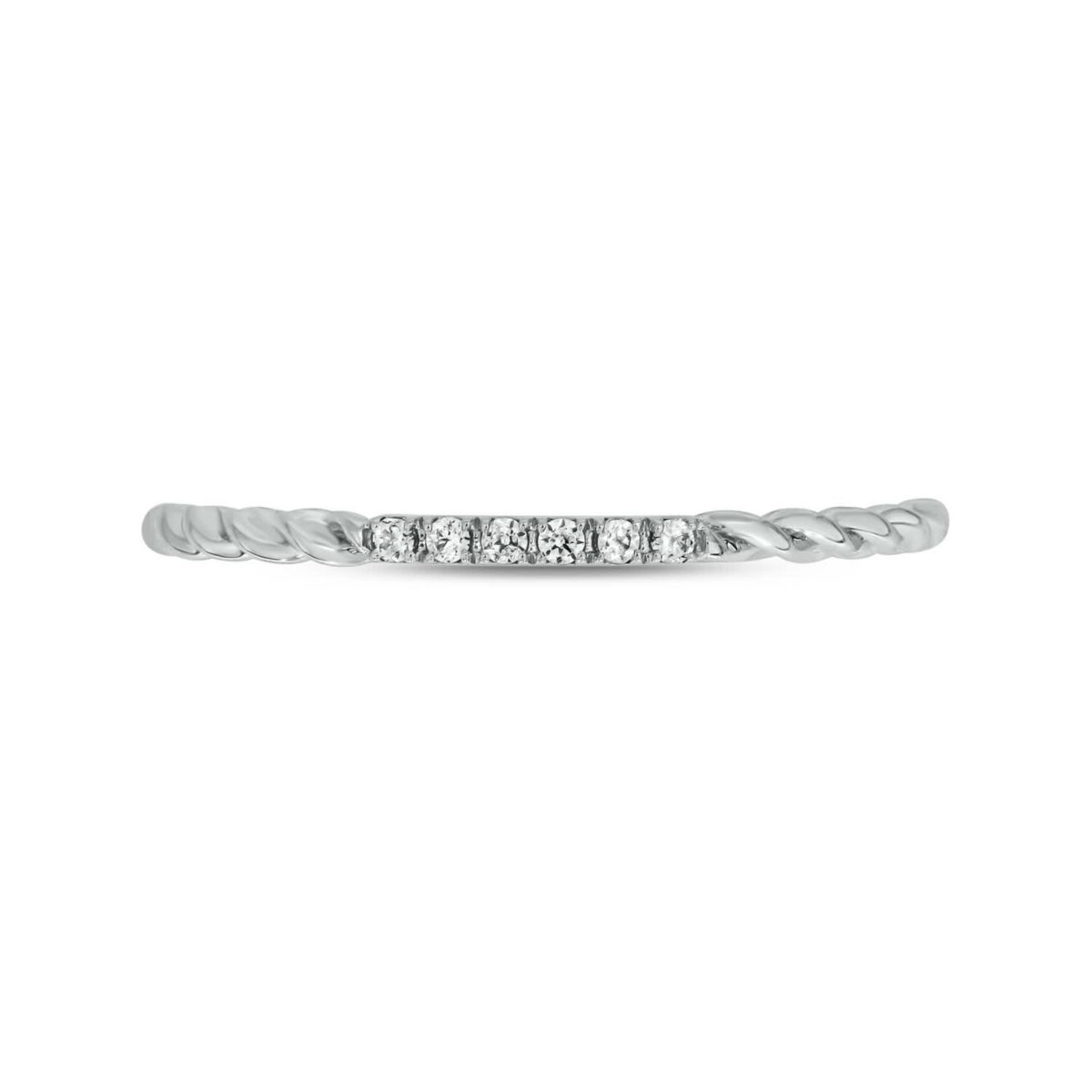 Diamond Accent Rope,Stack Anniversary Band in 14K White Gold