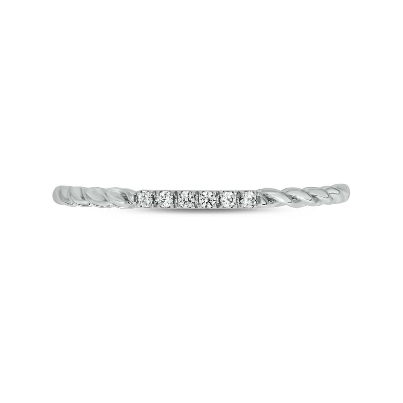 Diamond Accent Rope,Stack Anniversary Band in 14K White Gold