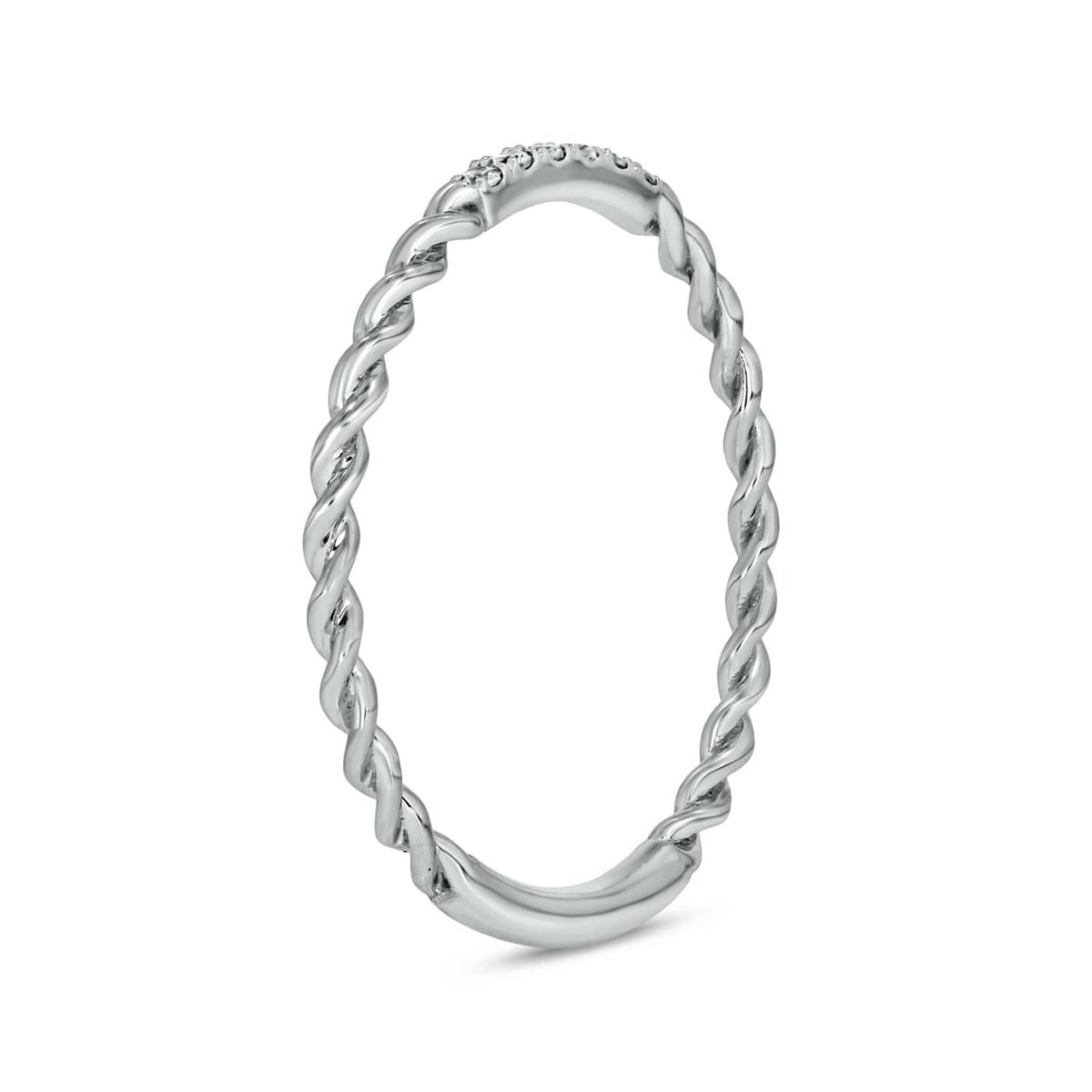 Diamond Accent Rope,Stack Anniversary Band in 14K White Gold