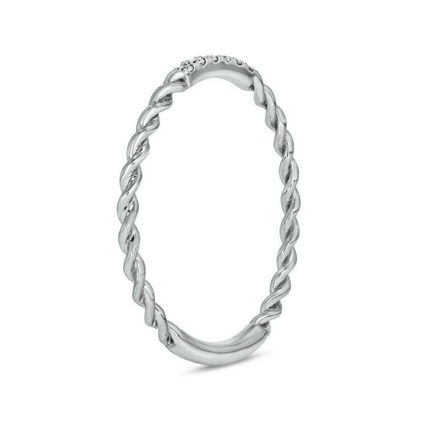 Diamond Accent Rope,Stack Anniversary Band in 14K White Gold