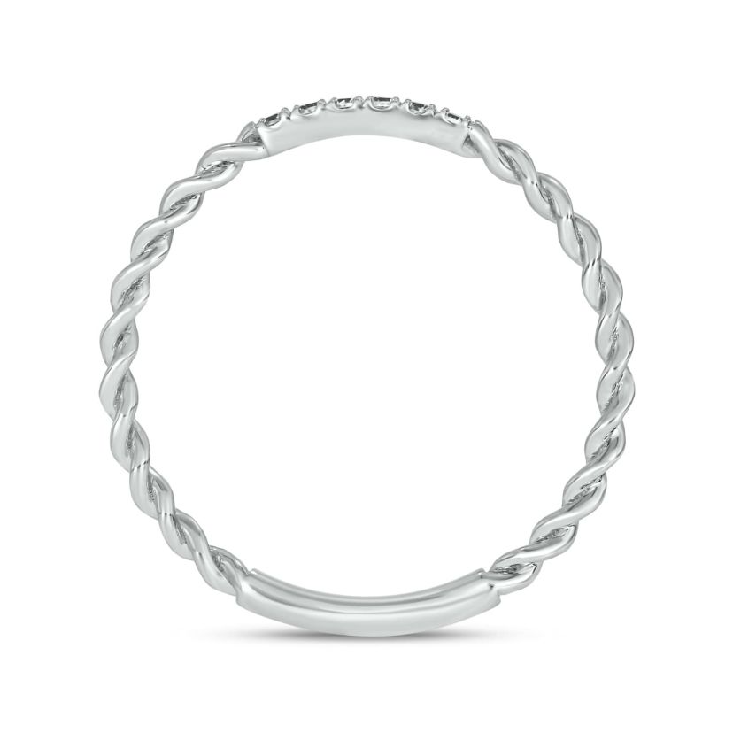 Diamond Accent Rope,Stack Anniversary Band in 14K White Gold