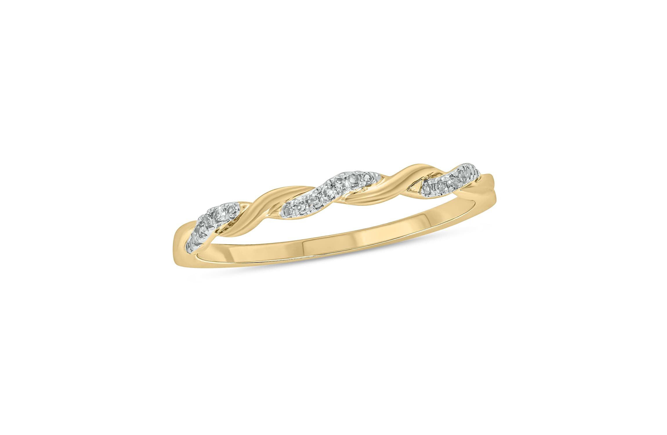 Diamond Accent Twist,Stack Band Anniversary Band in 14K Yellow Gold