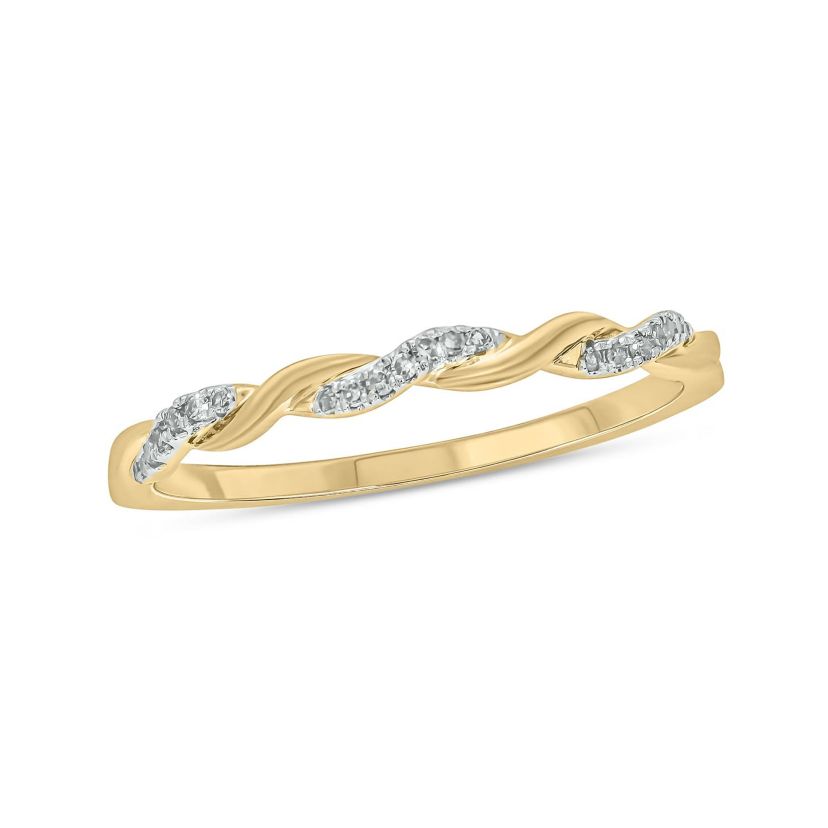 Diamond Accent Twist,Stack Band Anniversary Band in 14K Yellow Gold