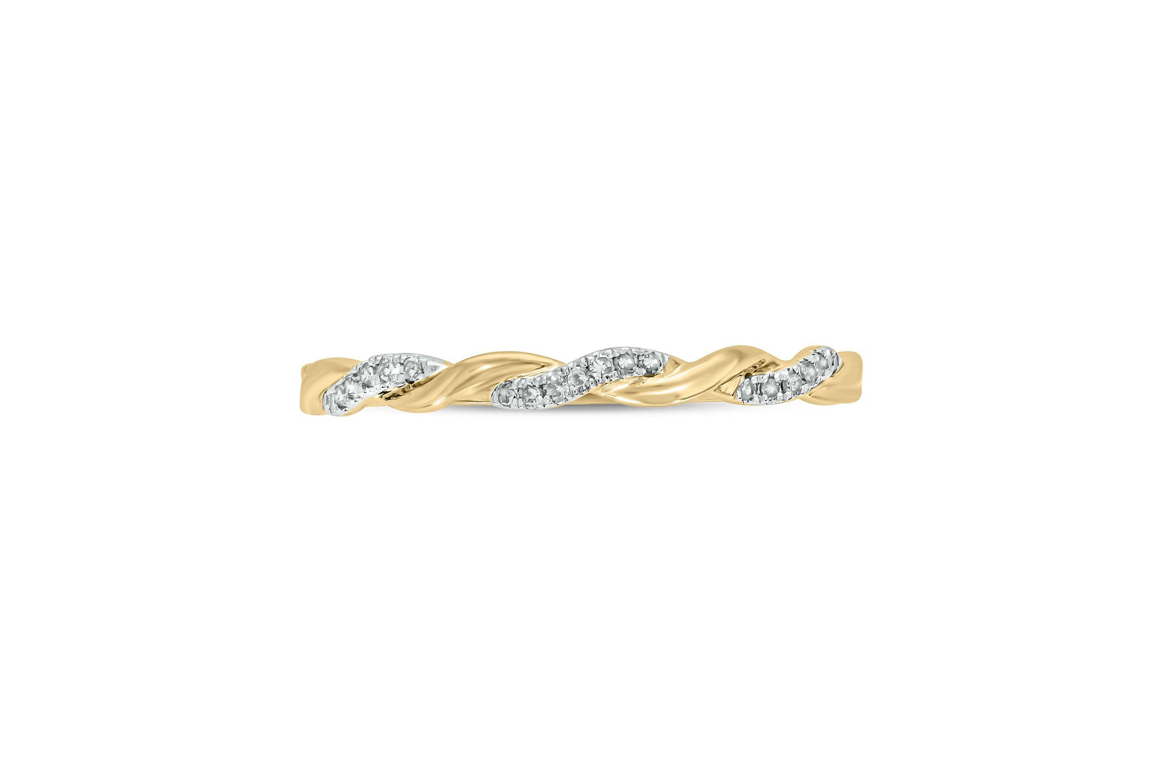 Diamond Accent Twist,Stack Band Anniversary Band in 14K Yellow Gold
