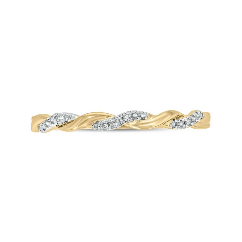 Diamond Accent Twist,Stack Band Anniversary Band in 14K Yellow Gold
