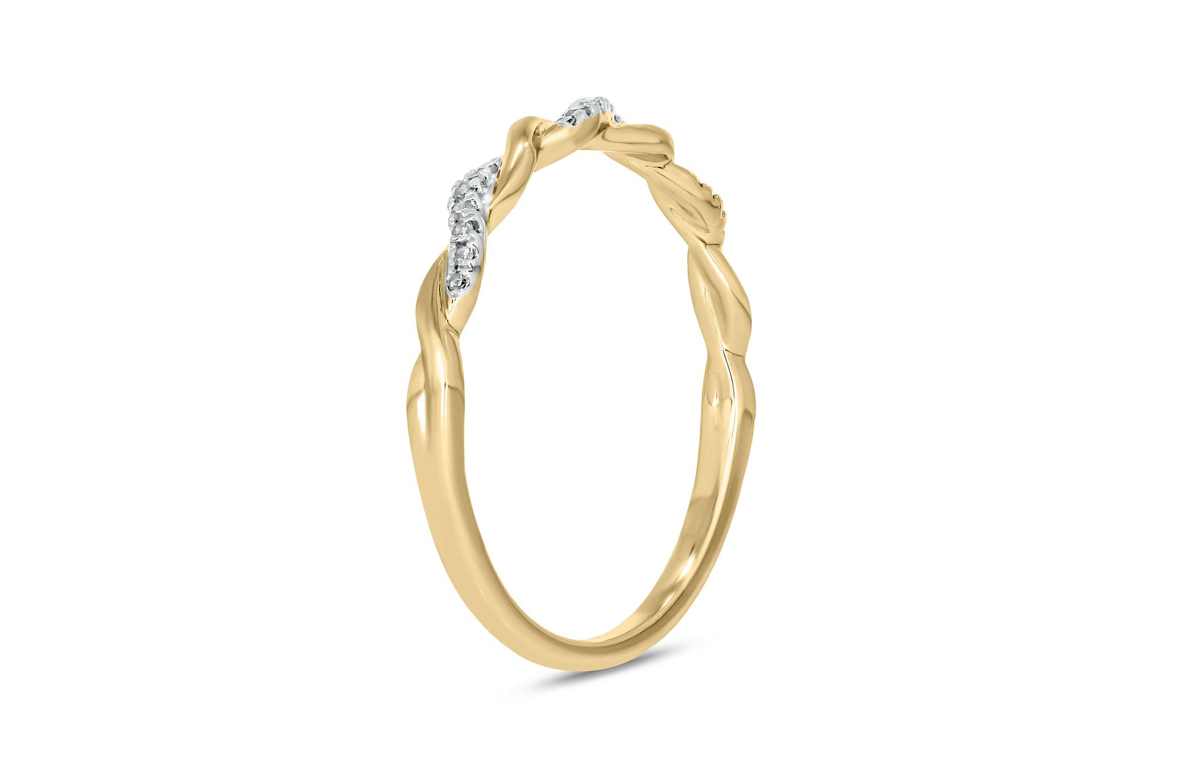 Diamond Accent Twist,Stack Band Anniversary Band in 14K Yellow Gold