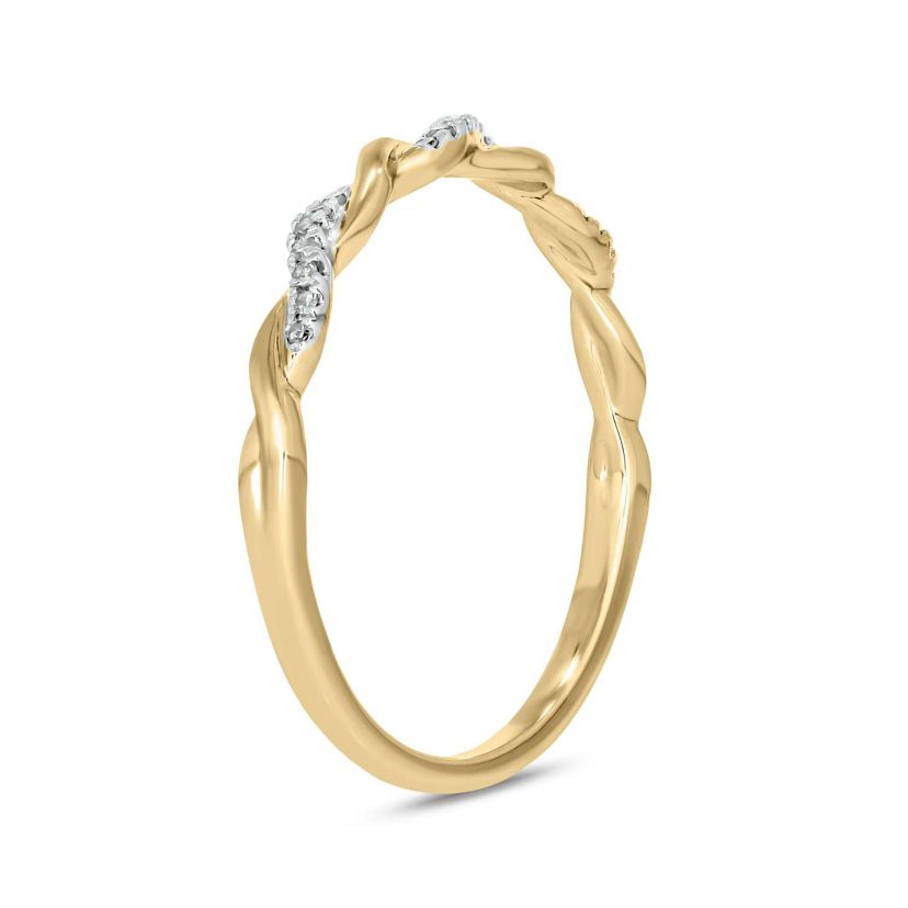 Diamond Accent Twist,Stack Band Anniversary Band in 14K Yellow Gold