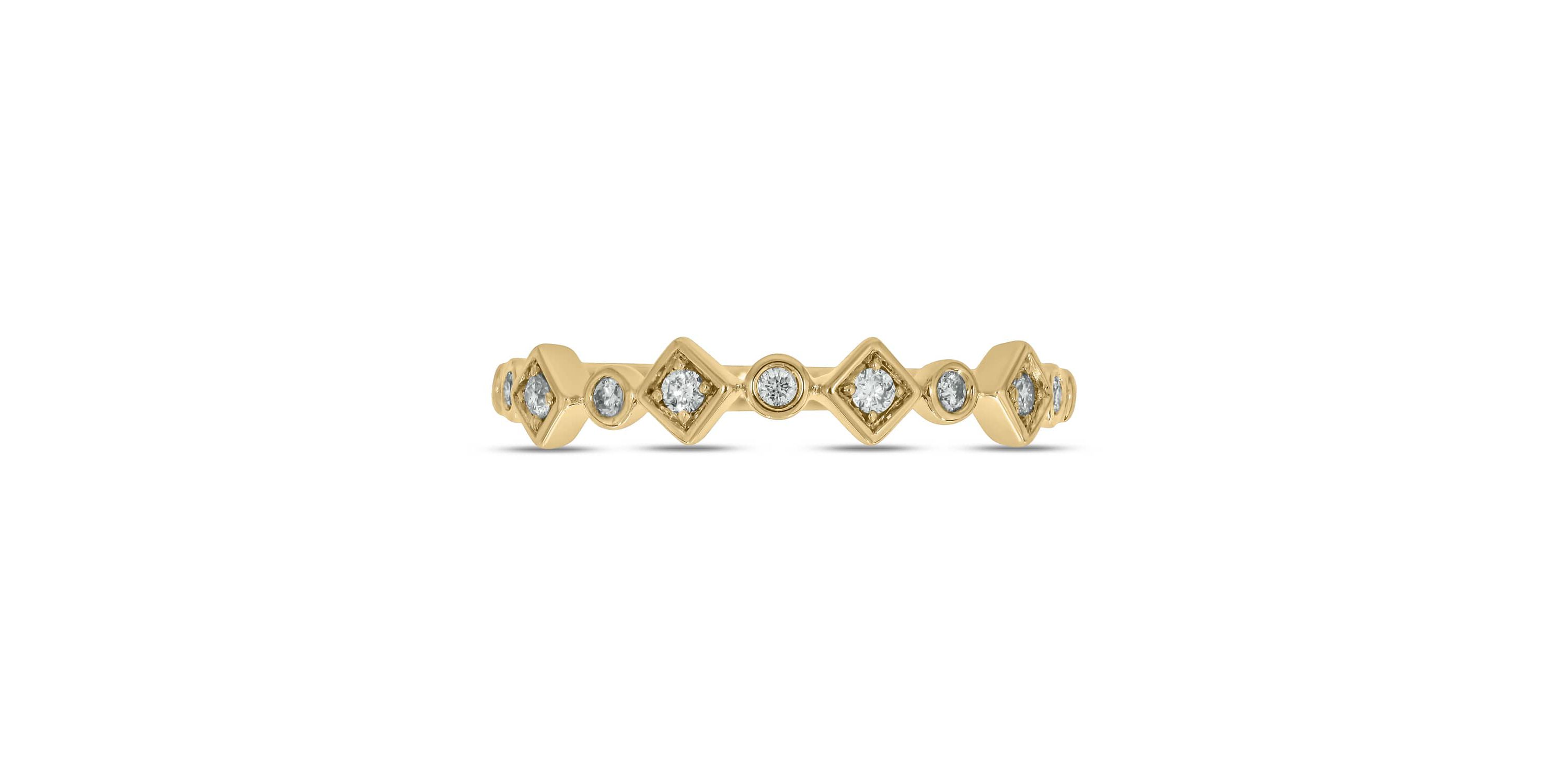 1/10 carat, Diamond Alternate Motifs,stone Stack Band Ring in 14K Yellow Gold