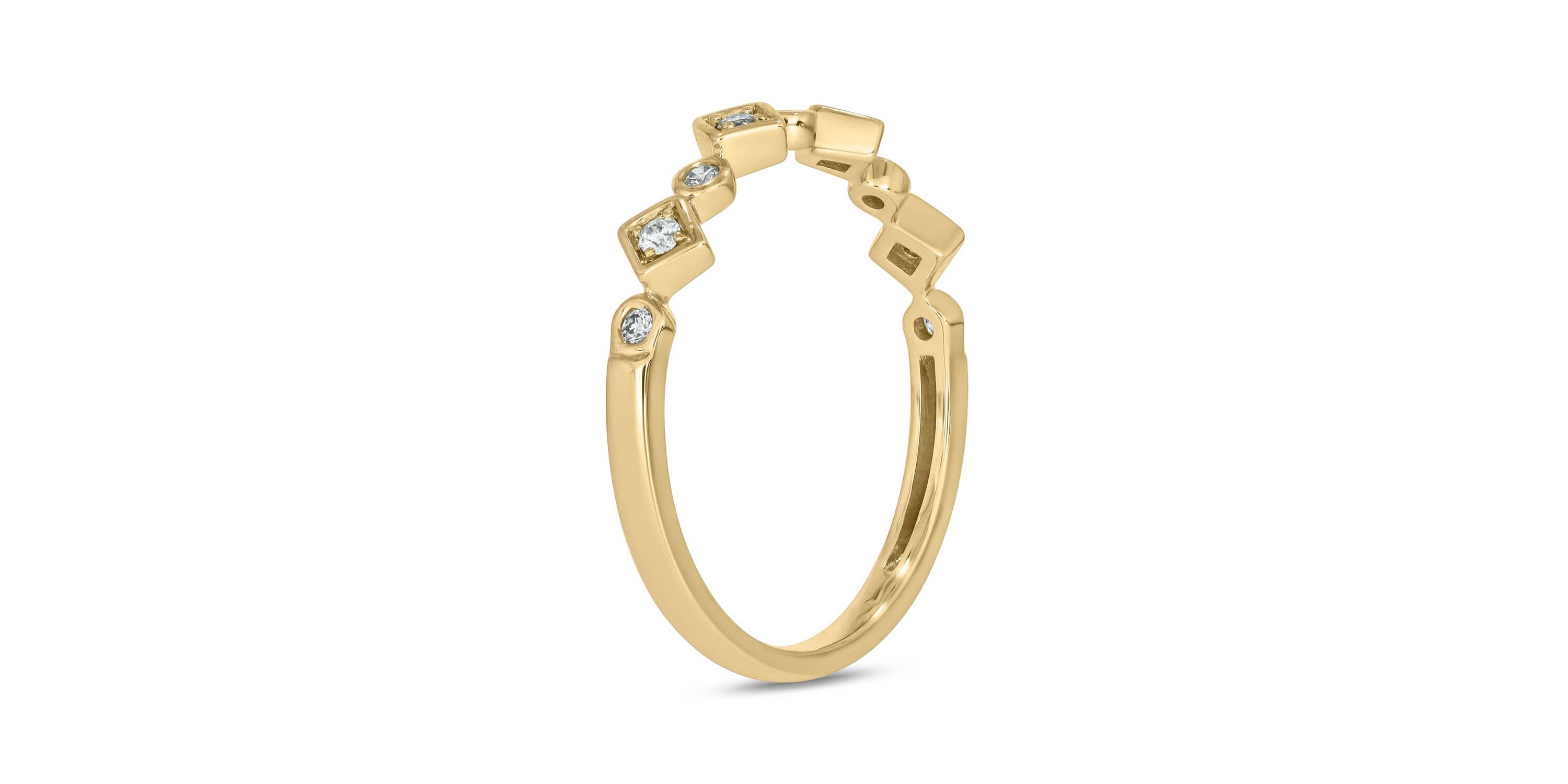 1/10 carat, Diamond Alternate Motifs,stone Stack Band Ring in 14K Yellow Gold
