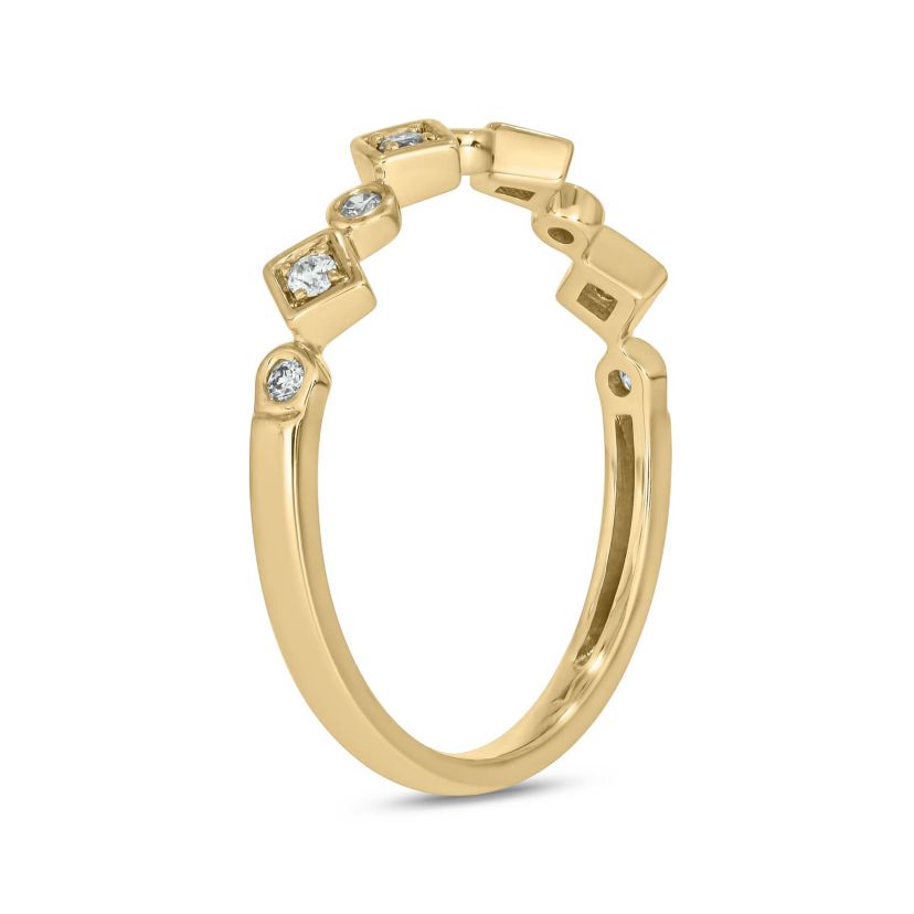 1/10 carat, Diamond Alternate Motifs,stone Stack Band Ring in 14K Yellow Gold