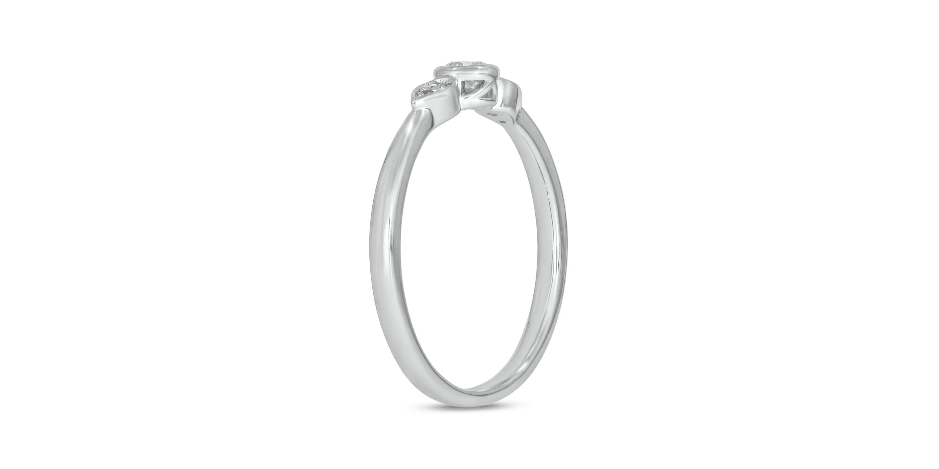 1/6 Carat, Diamond Two Round Diamond Accents In A Timeless Pear Shape Ring in 14K White Gold