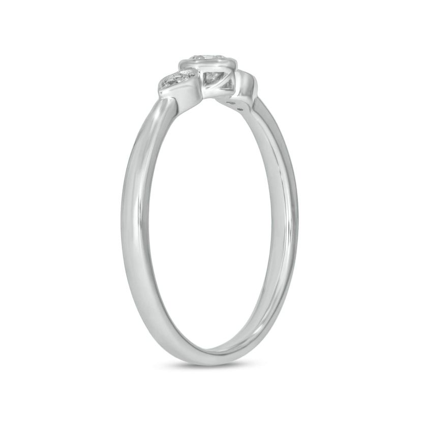 1/6 Carat, Diamond Two Round Diamond Accents In A Timeless Pear Shape Ring in 14K White Gold