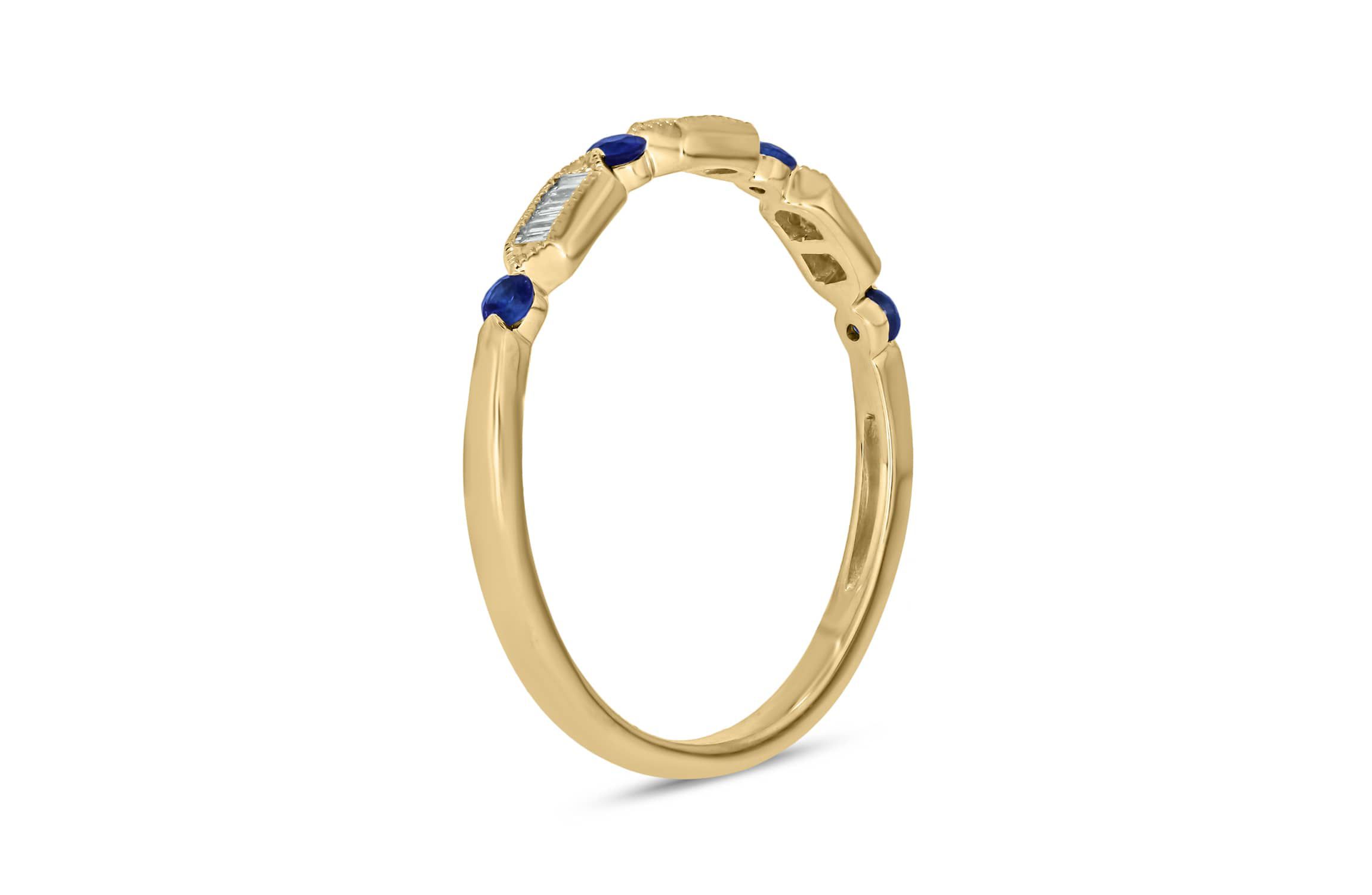 1/5 Carat, Diamonds With Vibrant Blue Sapphires in 14K White Gold