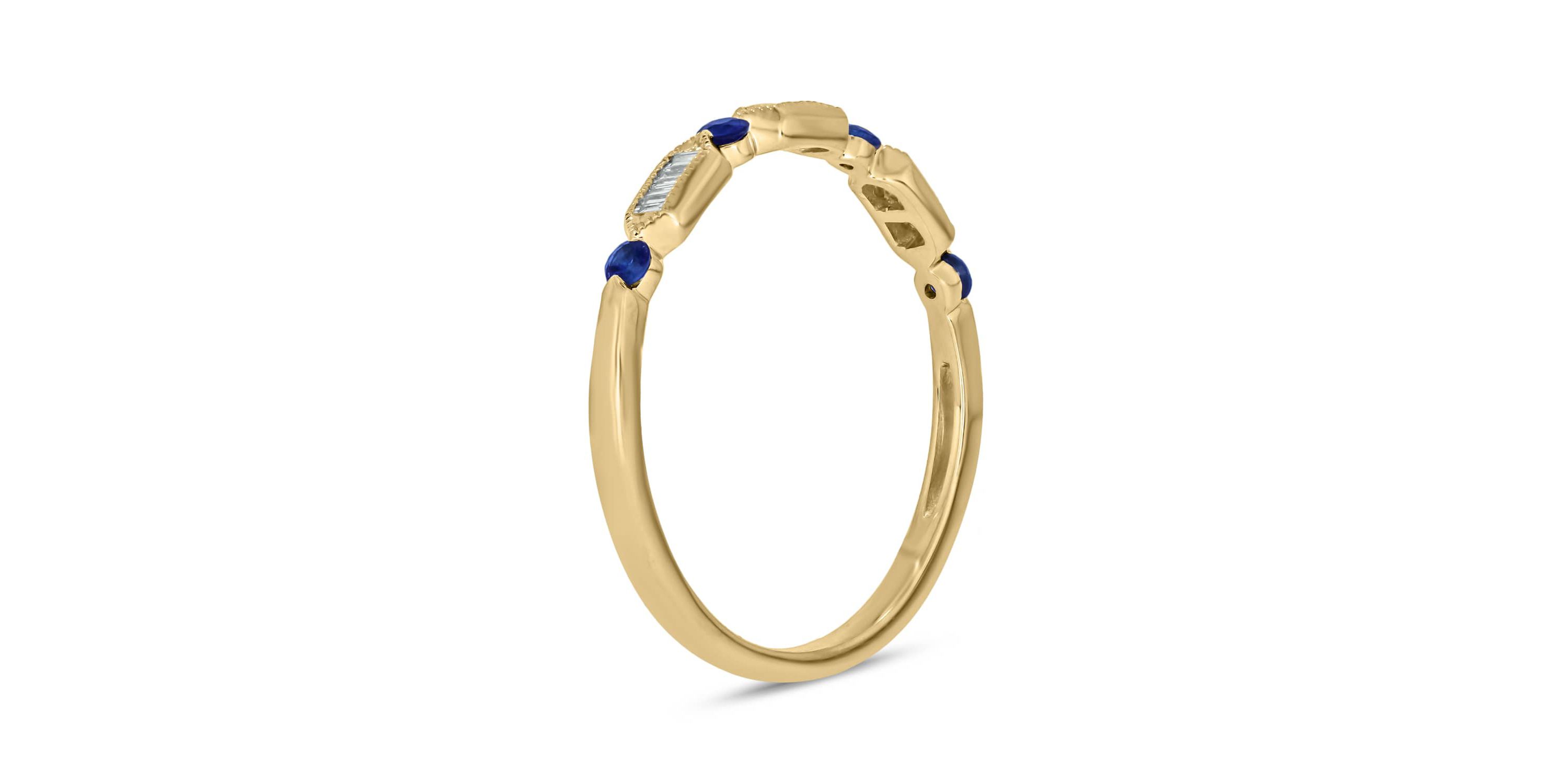 1/5 Carat, Diamonds With Vibrant Blue Sapphires in 14K White Gold