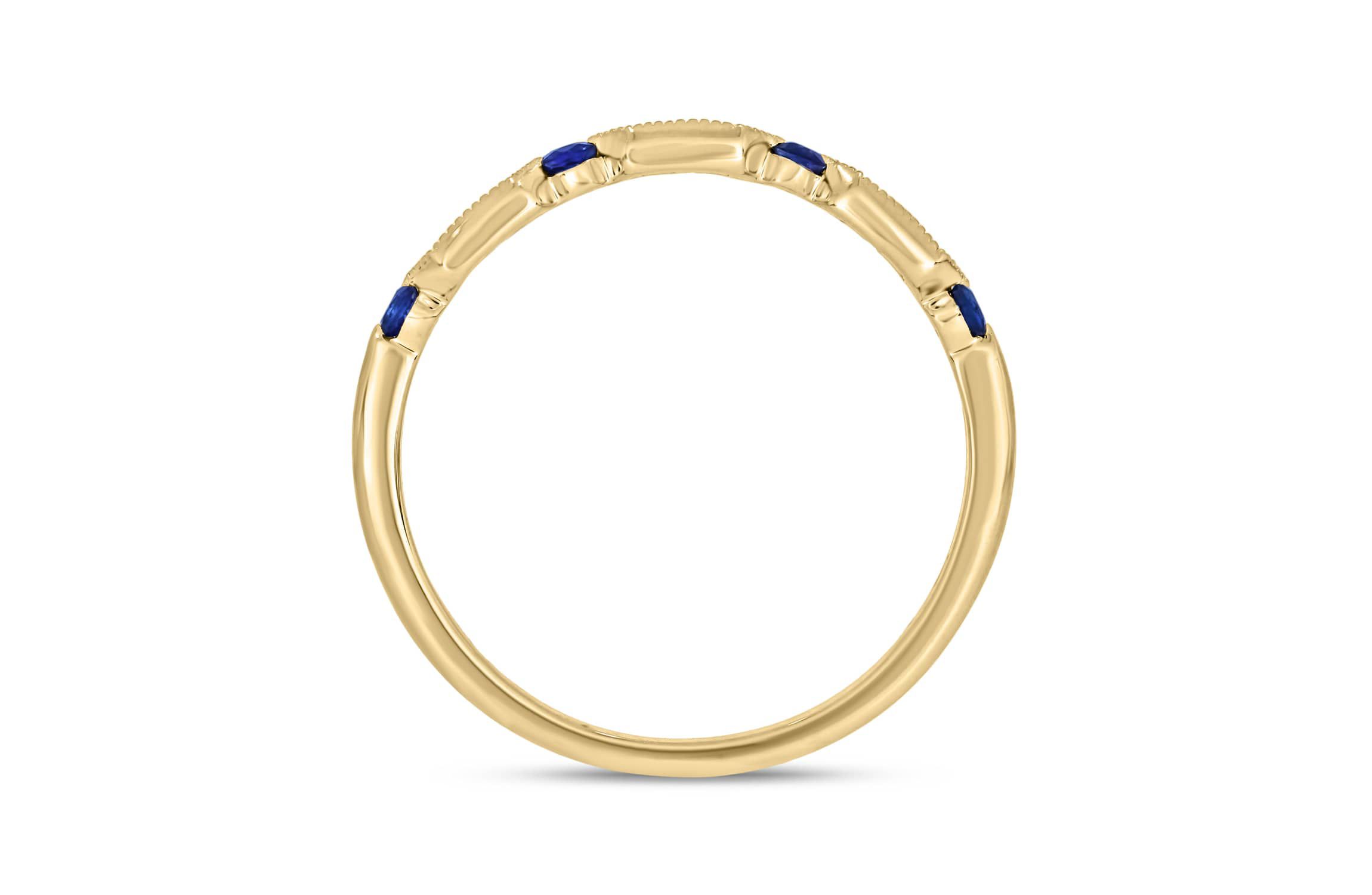 1/5 Carat, Diamonds With Vibrant Blue Sapphires in 14K White Gold