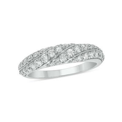 Belk & Co 7/8 Carat, Diamonds Elegant Anniversary Ring in 14K White Gold, 9