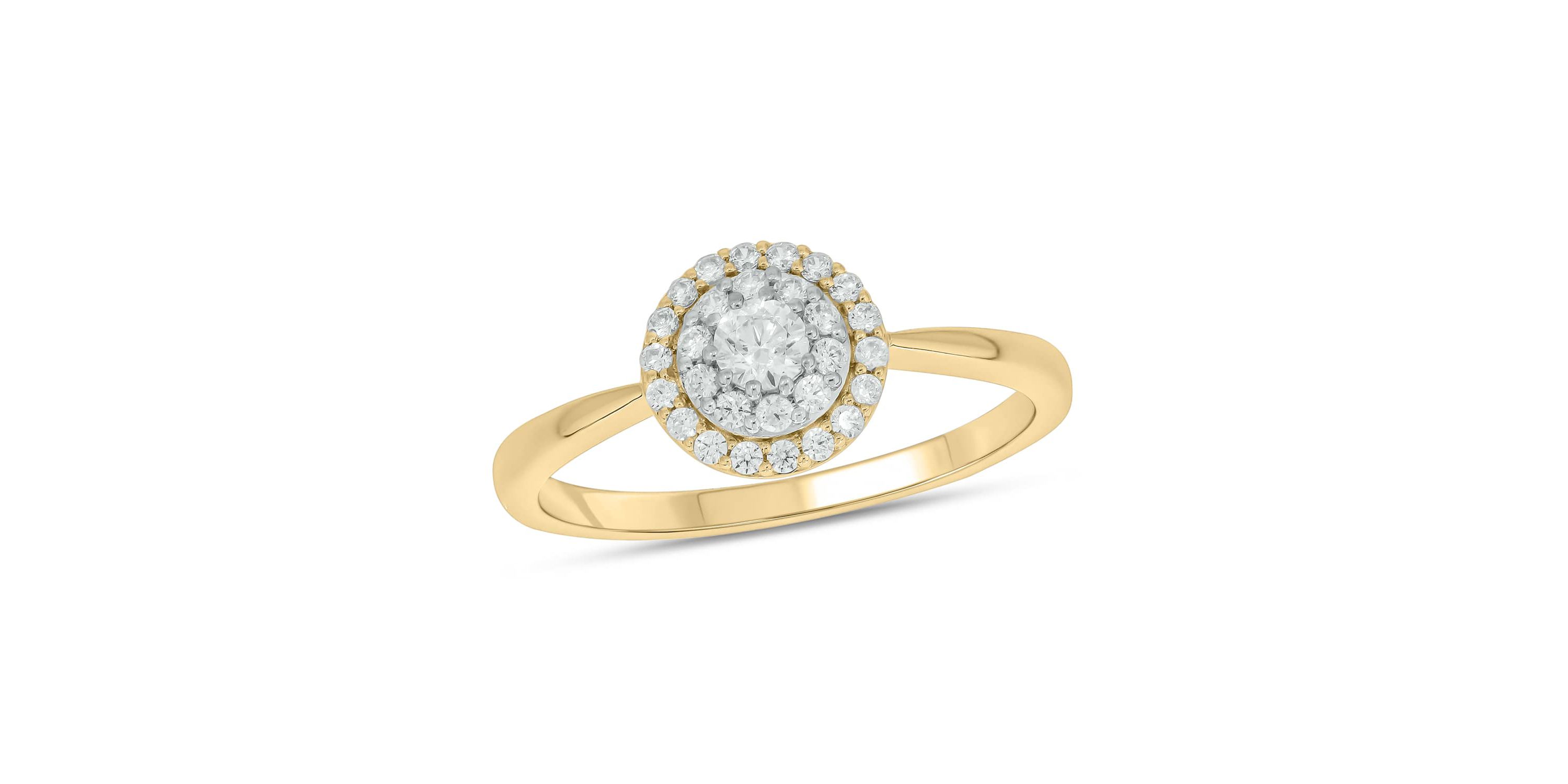 1/3 Carat, Diamonds Halo Ring, Solitaire Look,Timeless Brilliance Ring in 10K White Gold