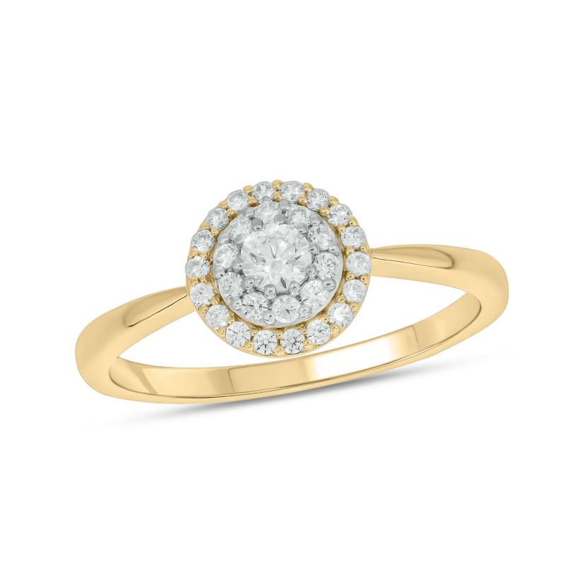 1/3 Carat, Diamonds Halo Ring, Solitaire Look,Timeless Brilliance Ring in 10K White Gold