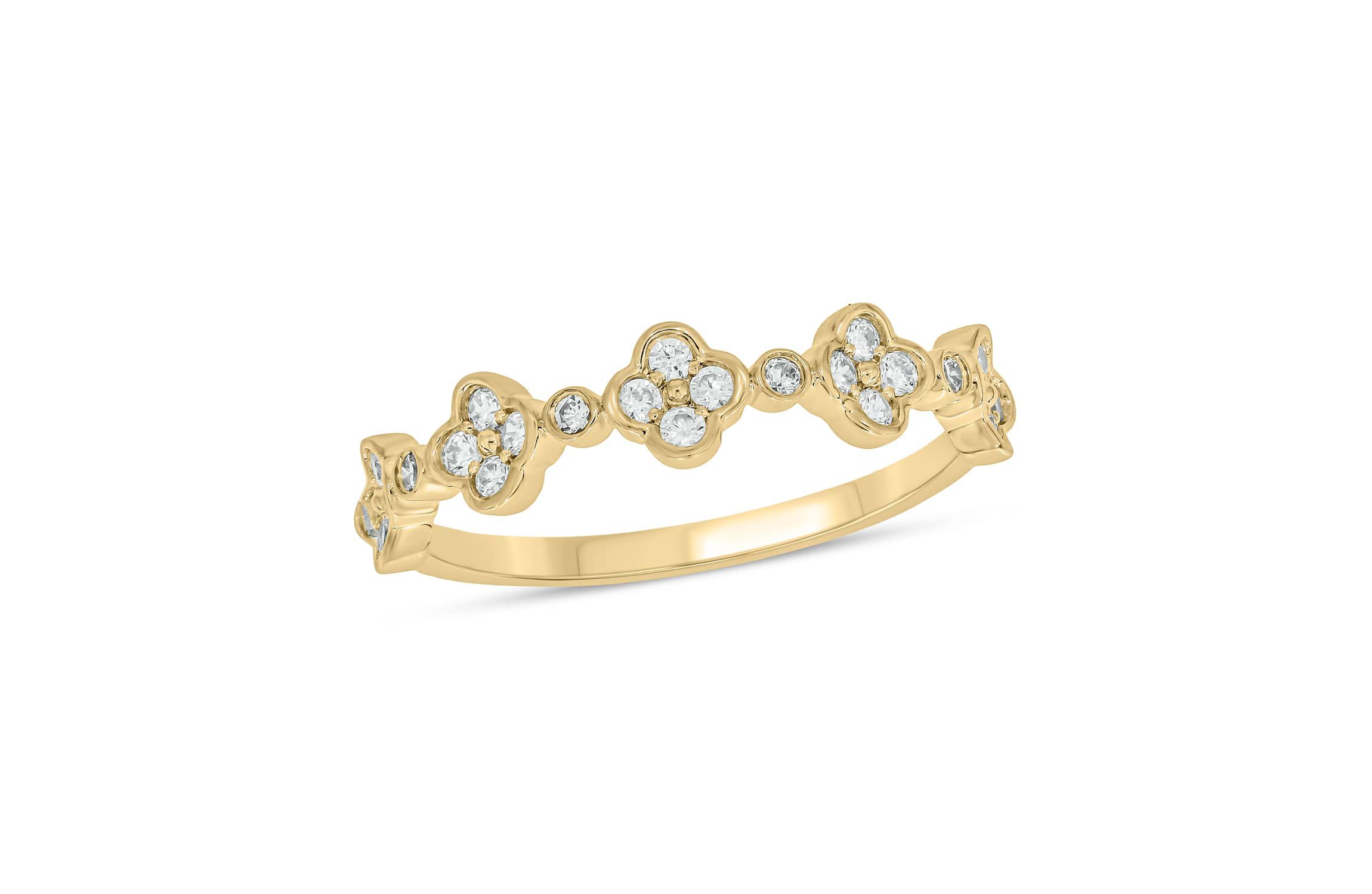 1/4 Carat, Diamonds Elegant floral Ring in 14K White Gold