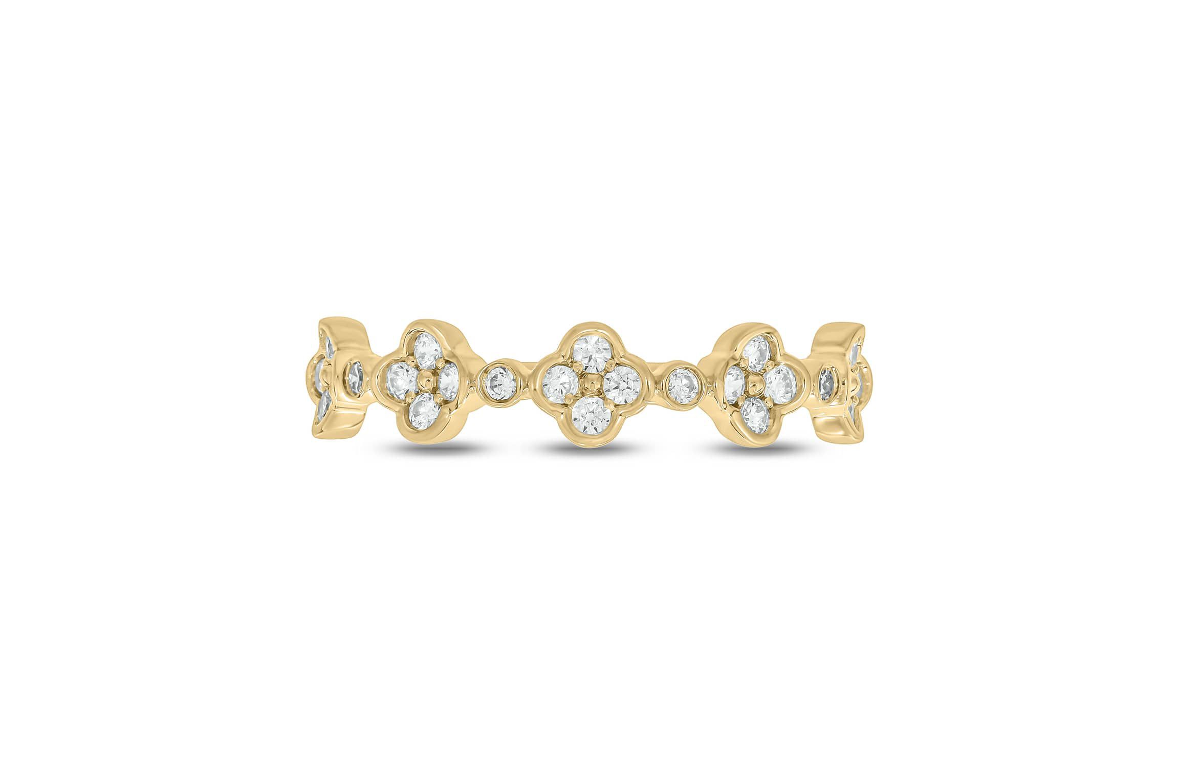 1/4 Carat, Diamonds Elegant floral Ring in 14K White Gold