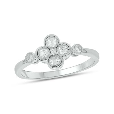 Belk & Co 1/4 Carat, Diamonds Floral-inspired elegant Ring in 14K White Gold, 7
