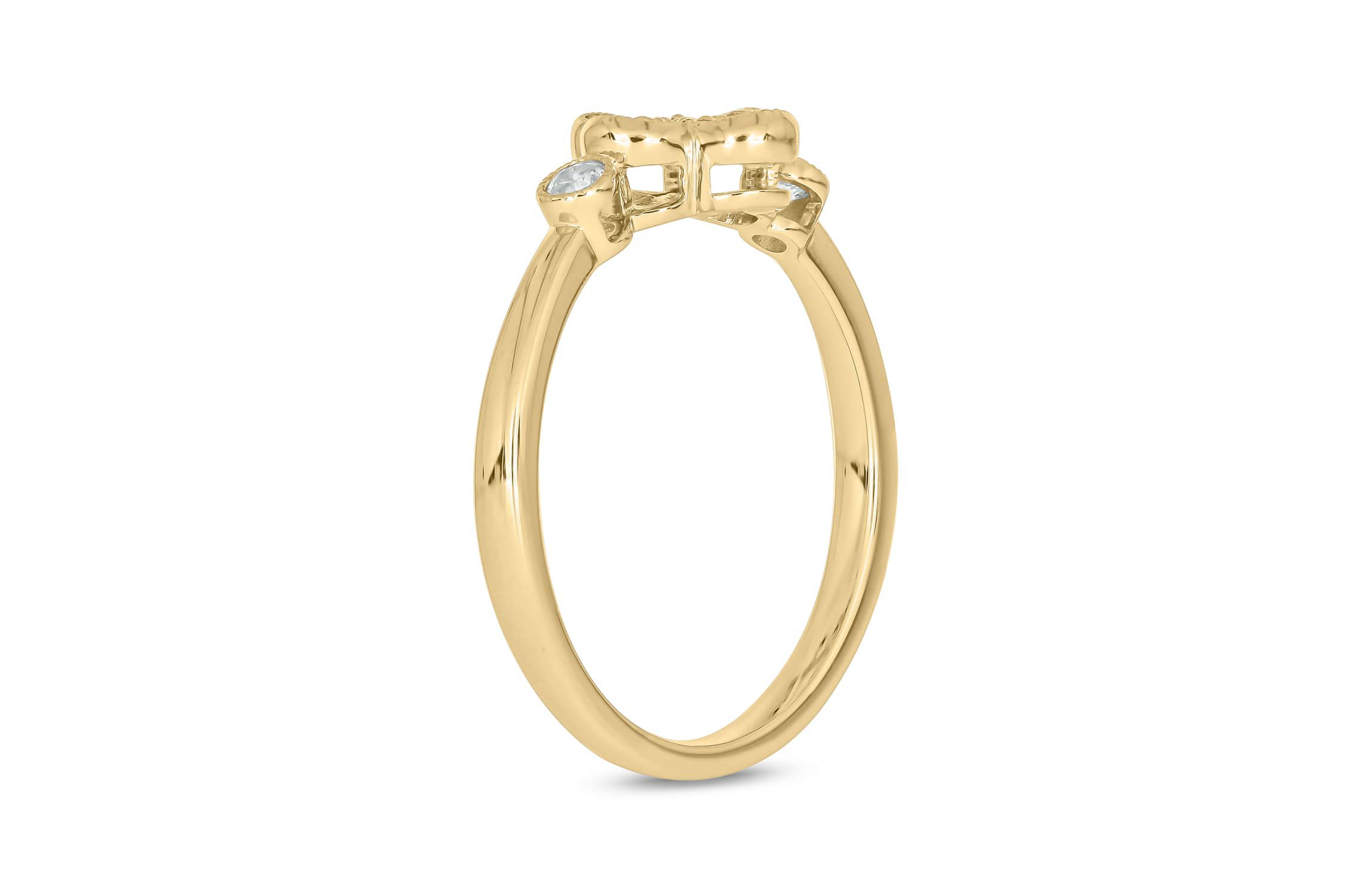 1/4 Carat, Diamonds Floral-inspired elegant Ring in 14K Yellow Gold