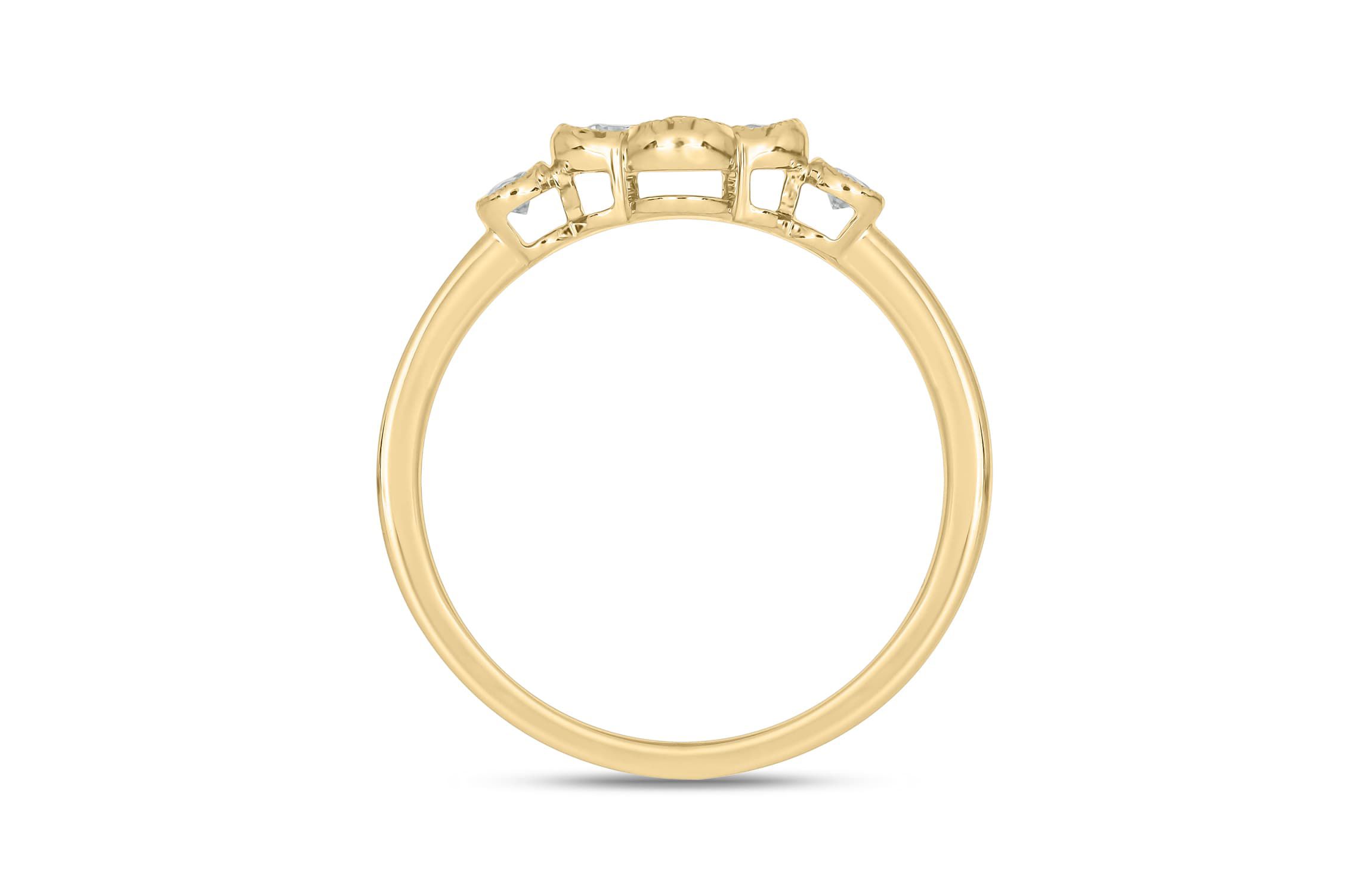 1/4 Carat, Diamonds Floral-inspired elegant Ring in 14K Yellow Gold