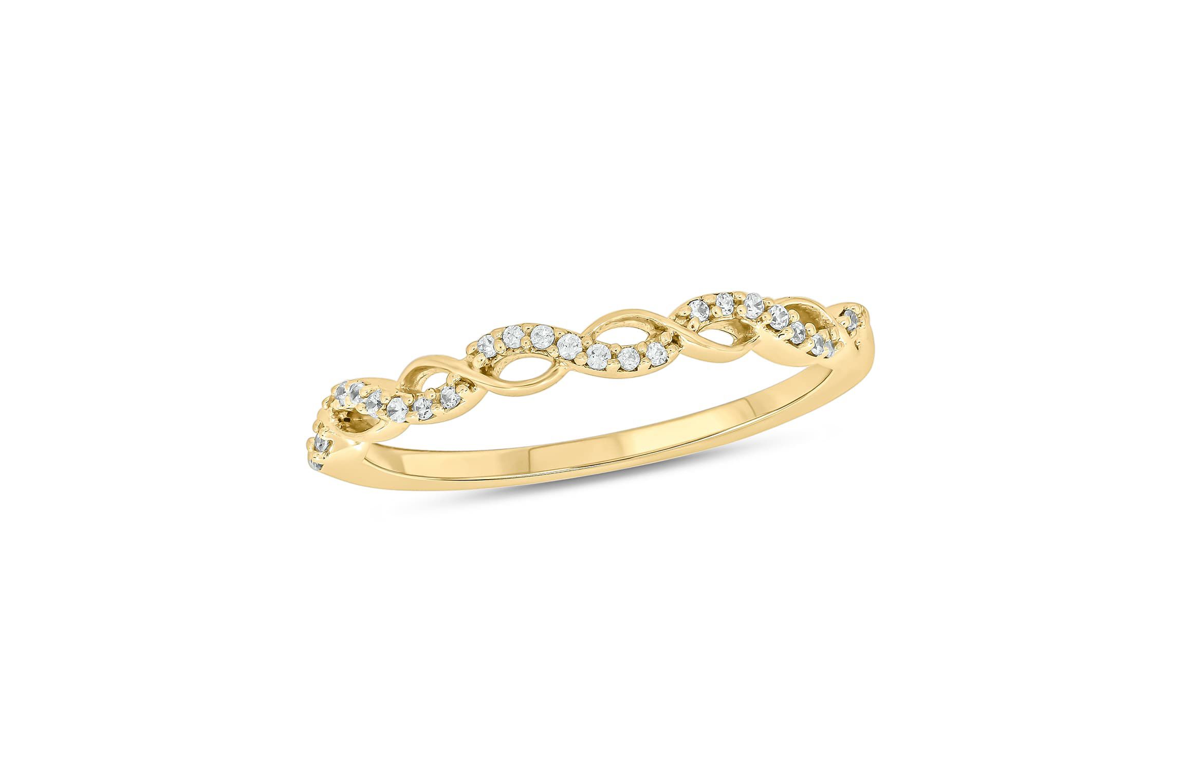 1/10 Carat, Diamonds Elegant Wedding Ring in 14K Yellow Gold
