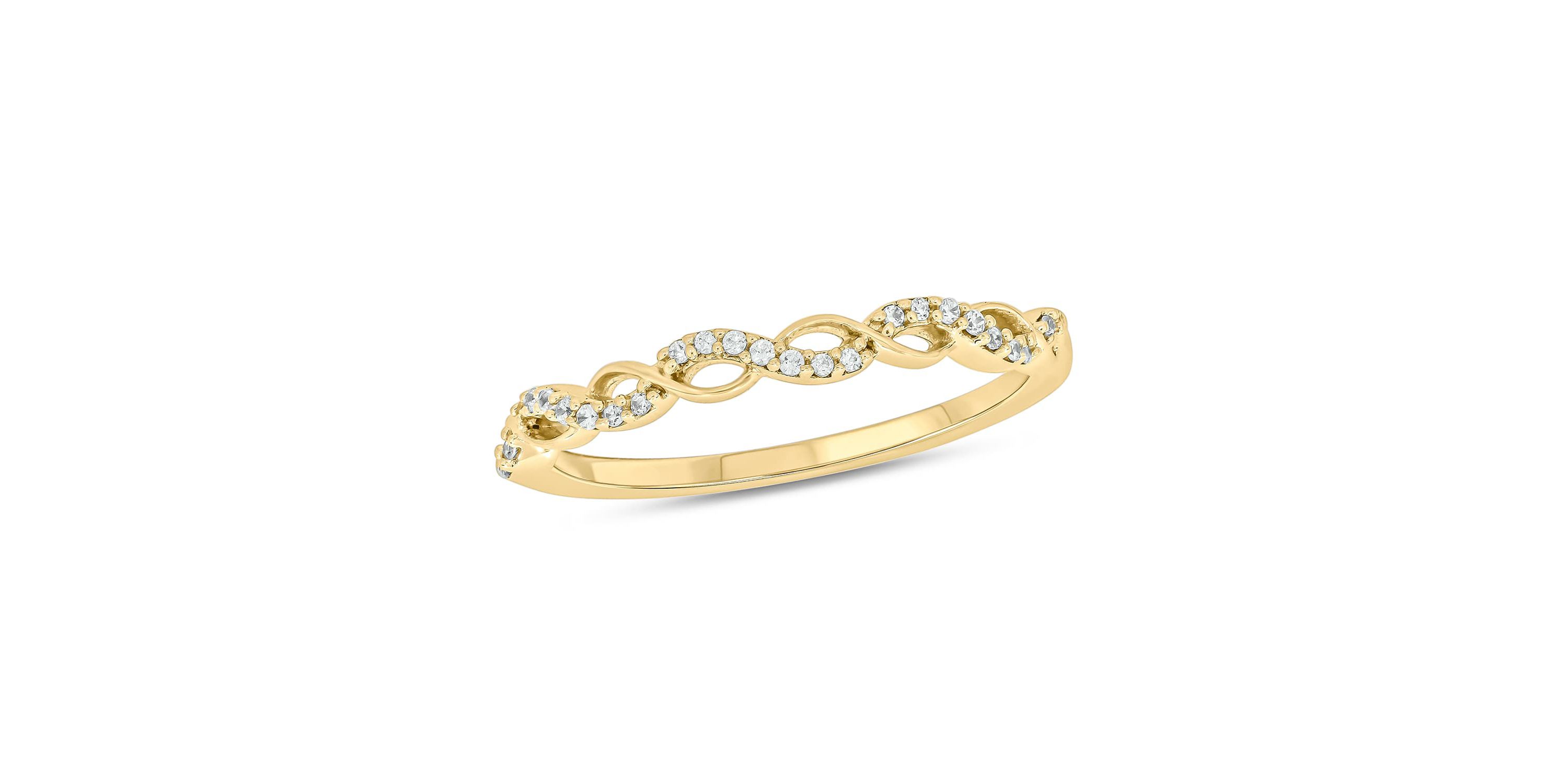 1/10 Carat, Diamonds Elegant Wedding Ring in 14K Yellow Gold